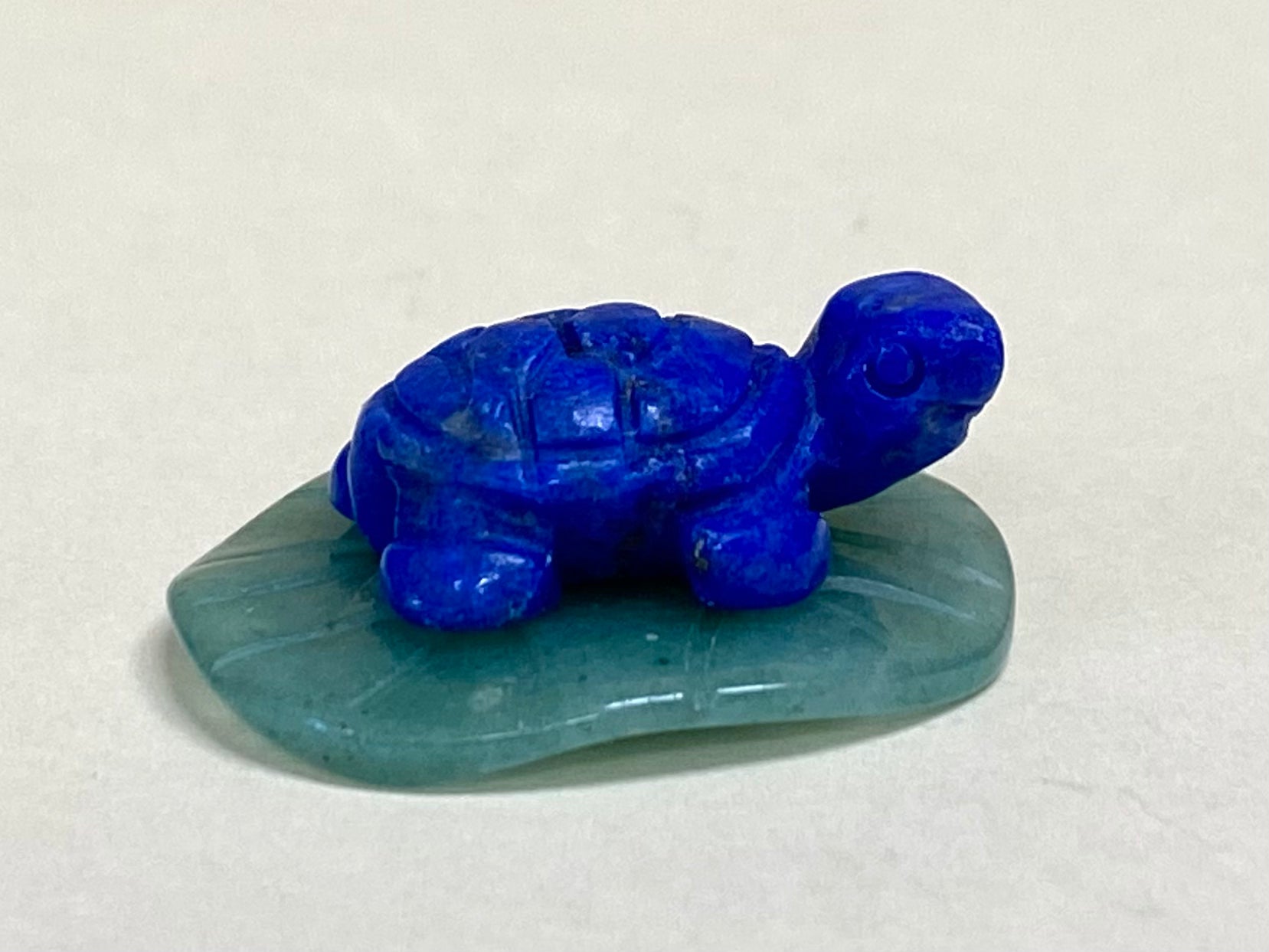 Lapis Lazuli Turtle on Aventurine Leaf