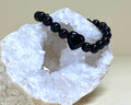 Line agate 8mm Bead bracelet with Heart