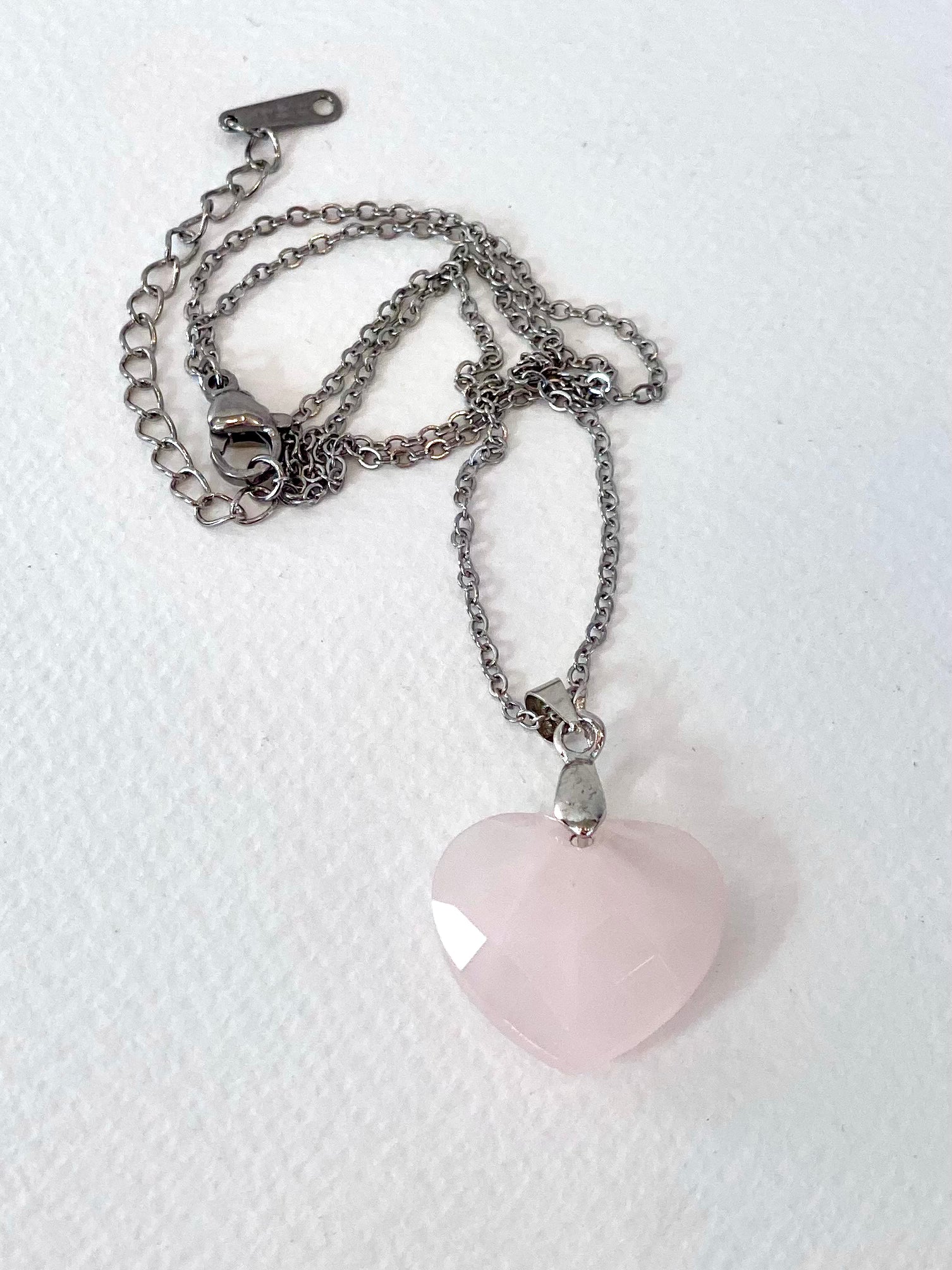 Rose Quartz Heart pendant necklace 20mm