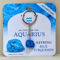 Natures Gift Jewelry Zodiac Keychain (Aquarius, Blue Turquenite, Jan 20 - Feb 18)