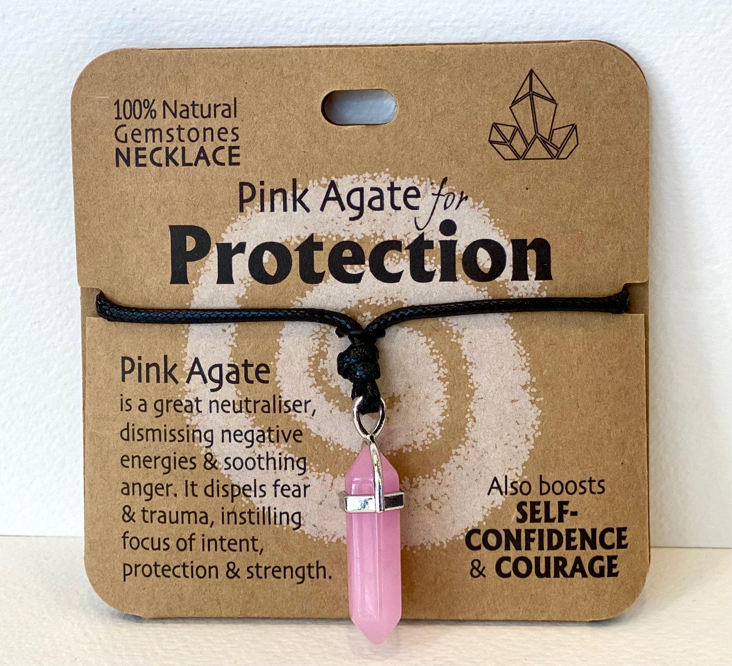 Protection Pink Agate Point Necklace