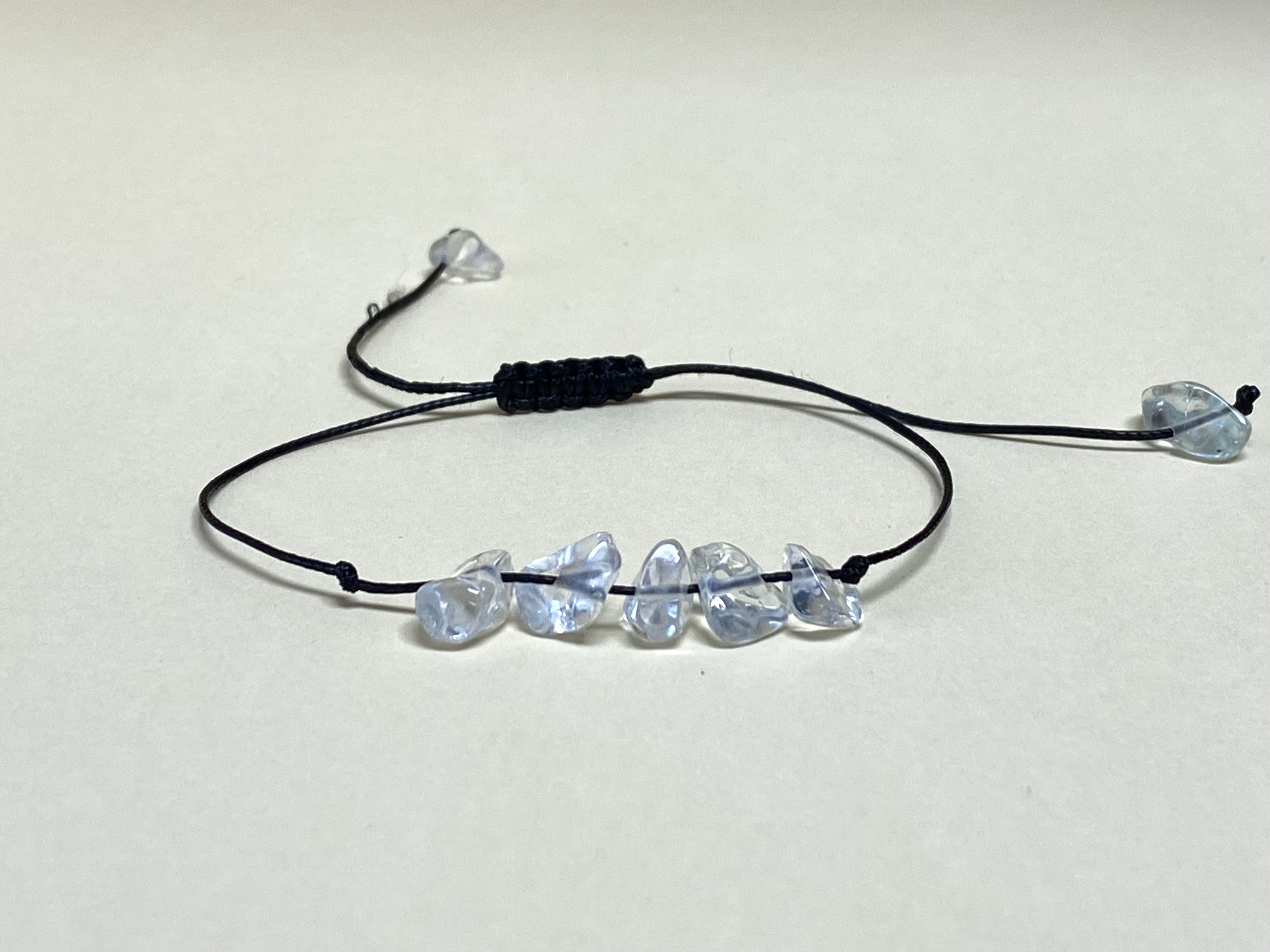Clear Quartz Chip Bracelet black cord