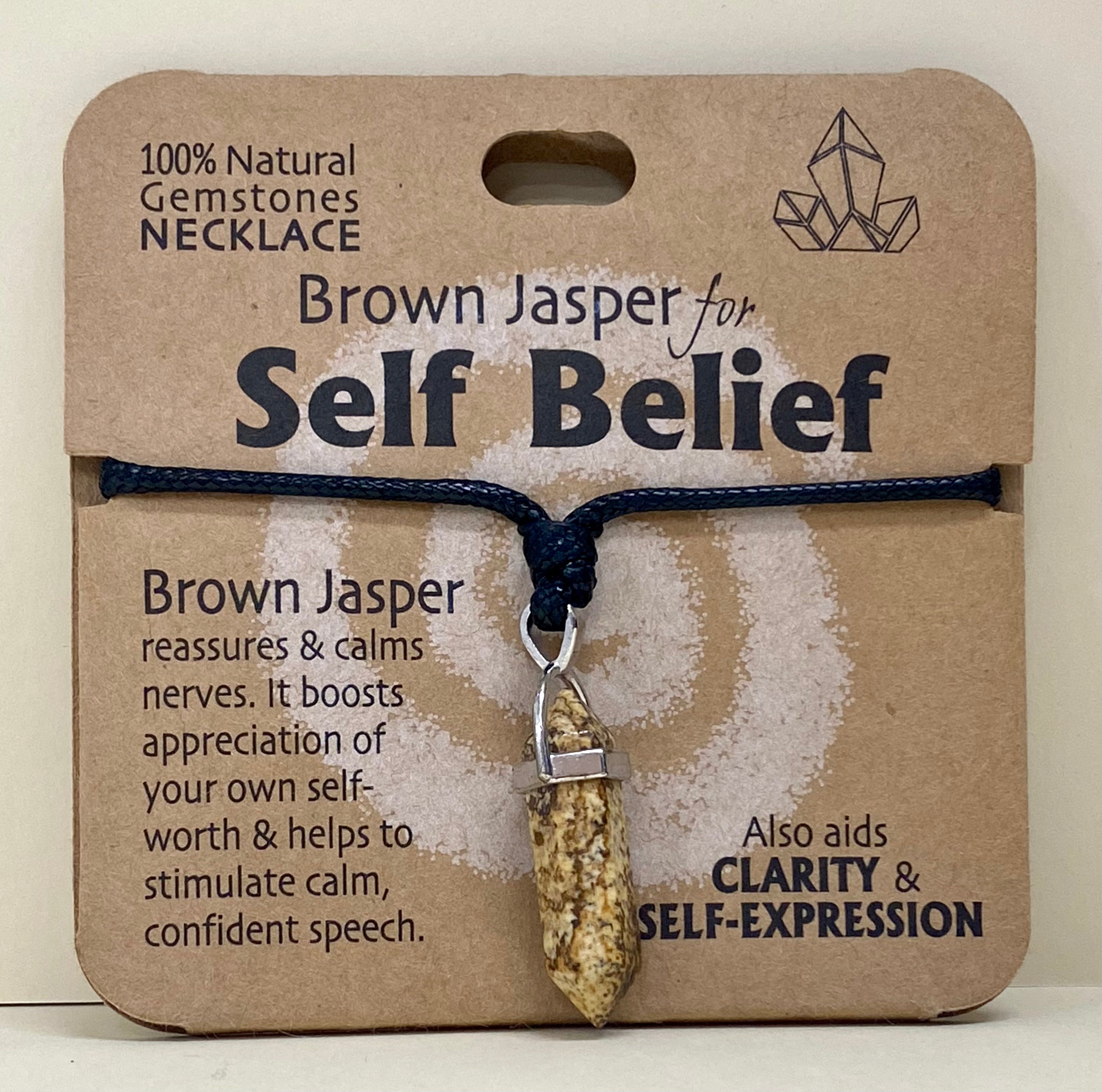 Brown Jasper Necklace Self Belief on Info Card