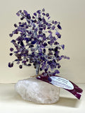 Amethyst Chip Tree on White Jade Base 20cm