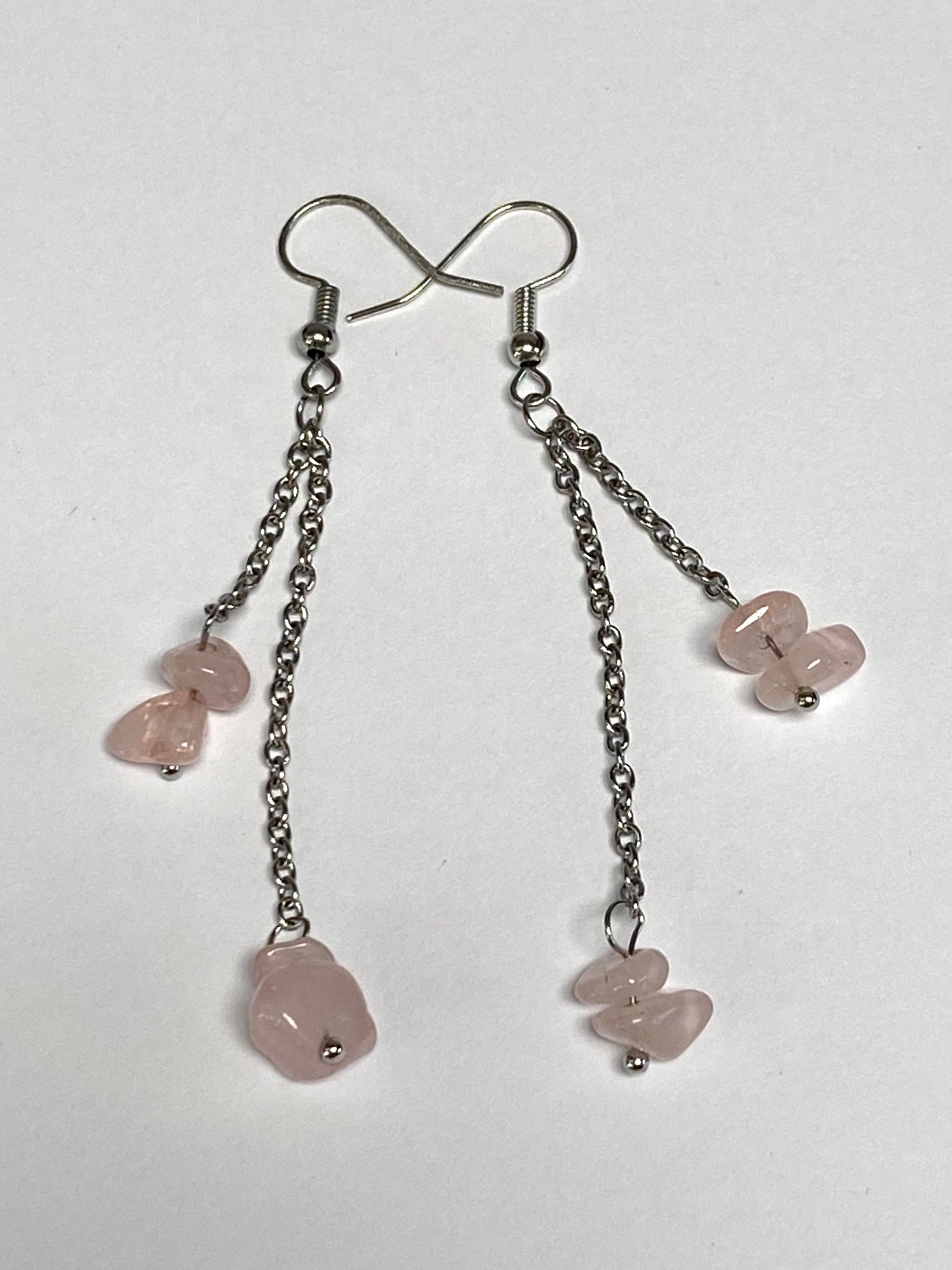 Rose Quartz Dangle Crystal Earrings