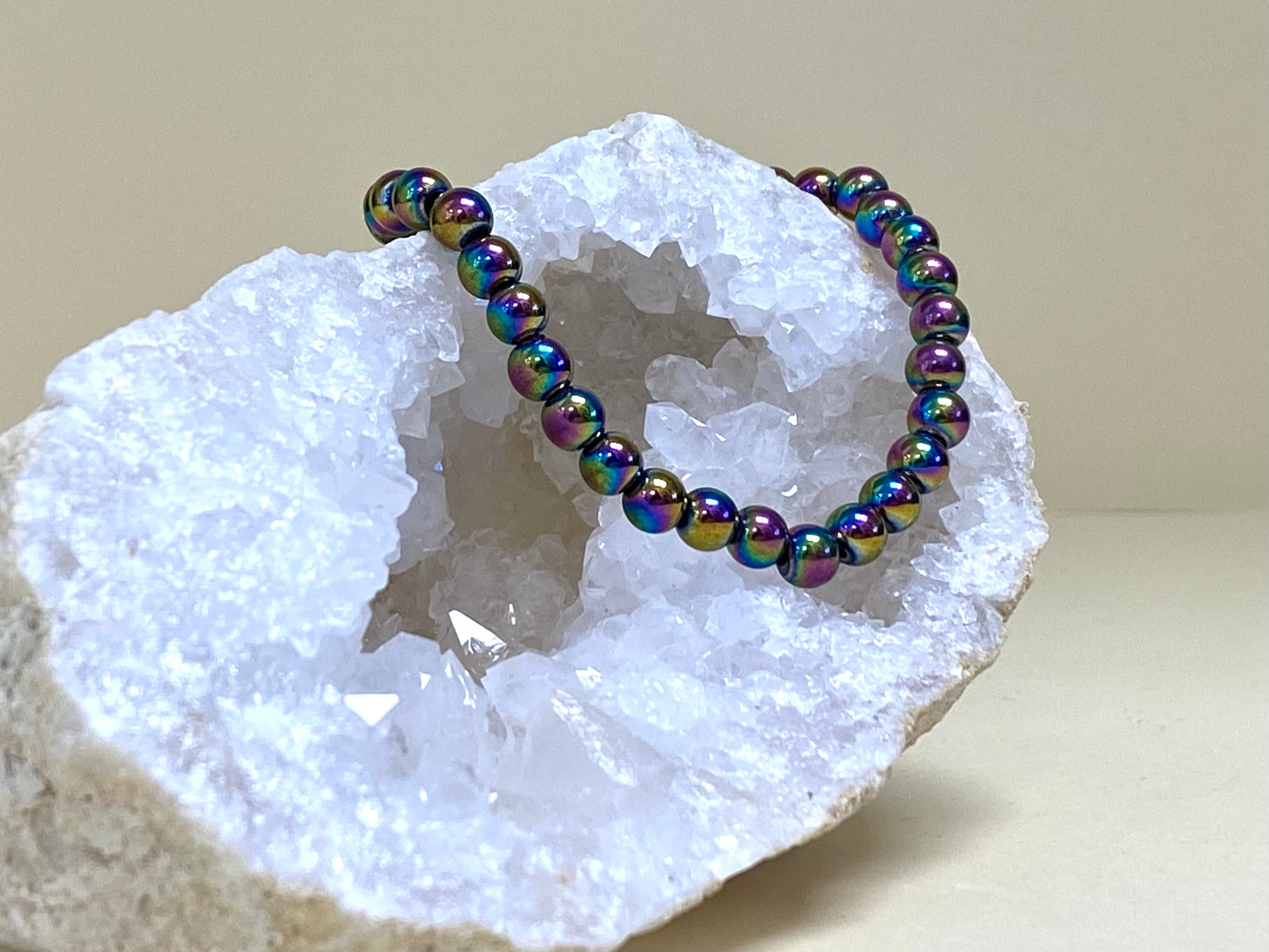 Rainbow Hematite 6mm Bead Bracelet