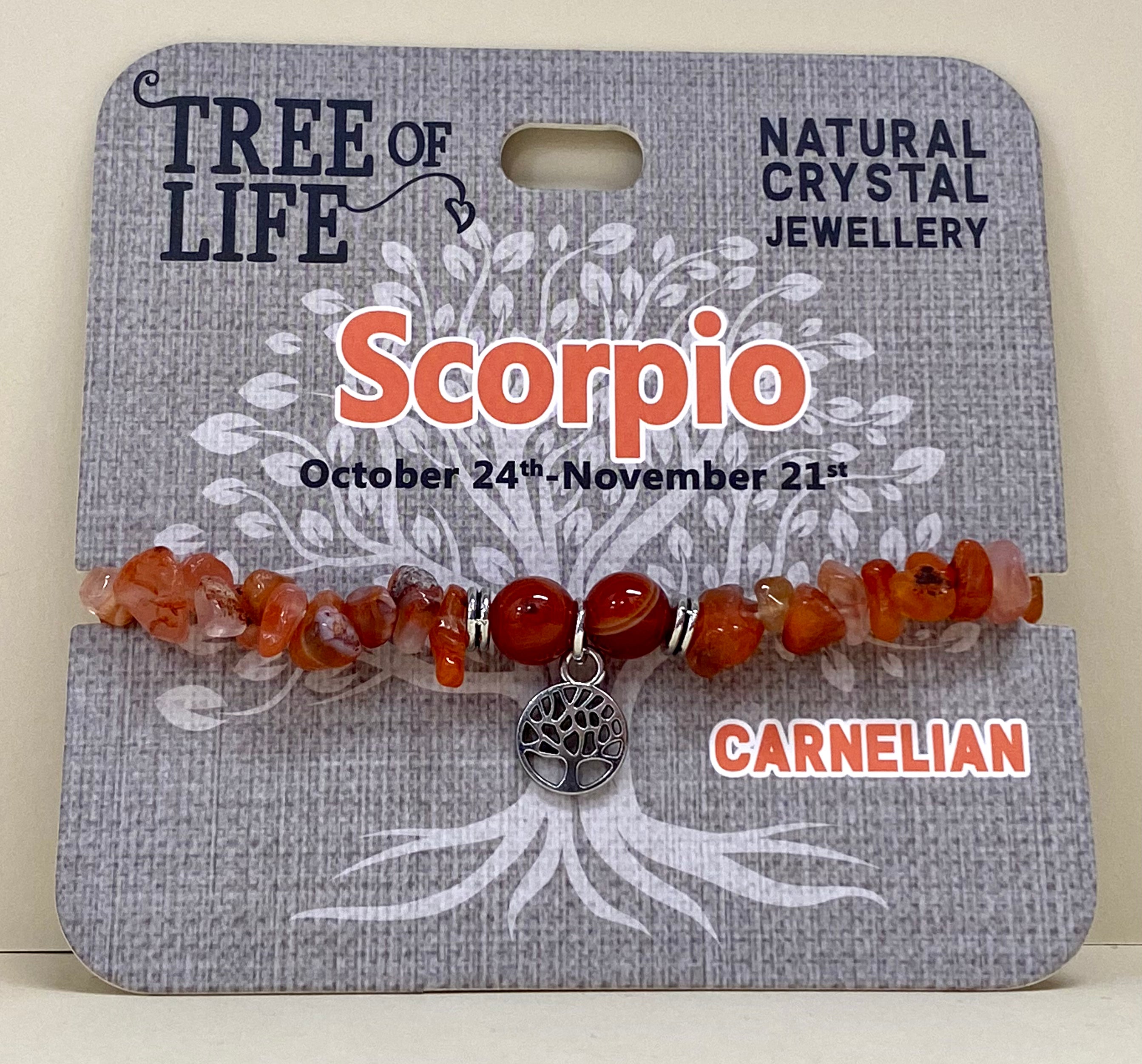 Scorpio Carnelian Bracelet Tree of Life