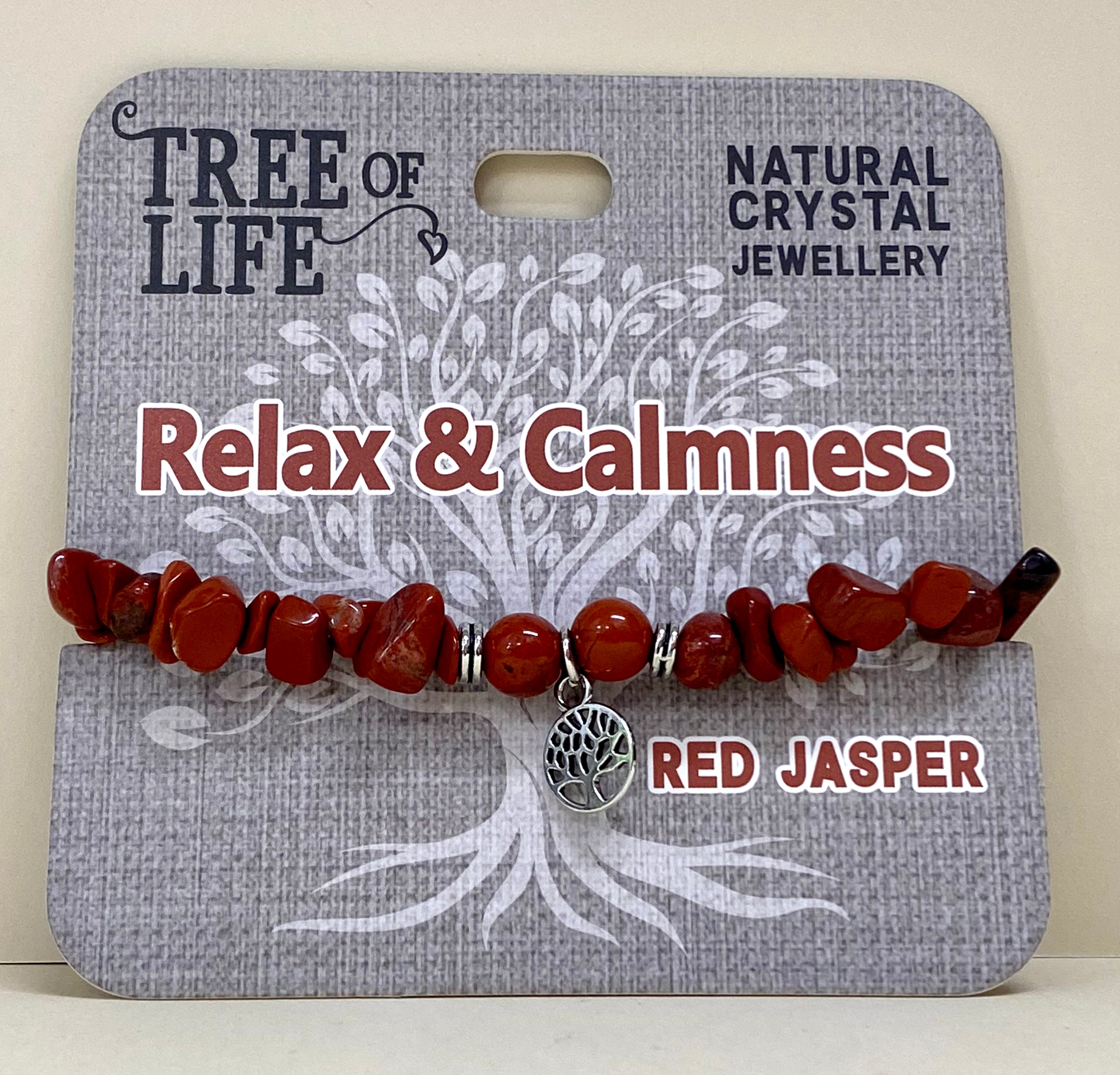 Relax and Calmness Red Jasper Bracelet Tree of Life
