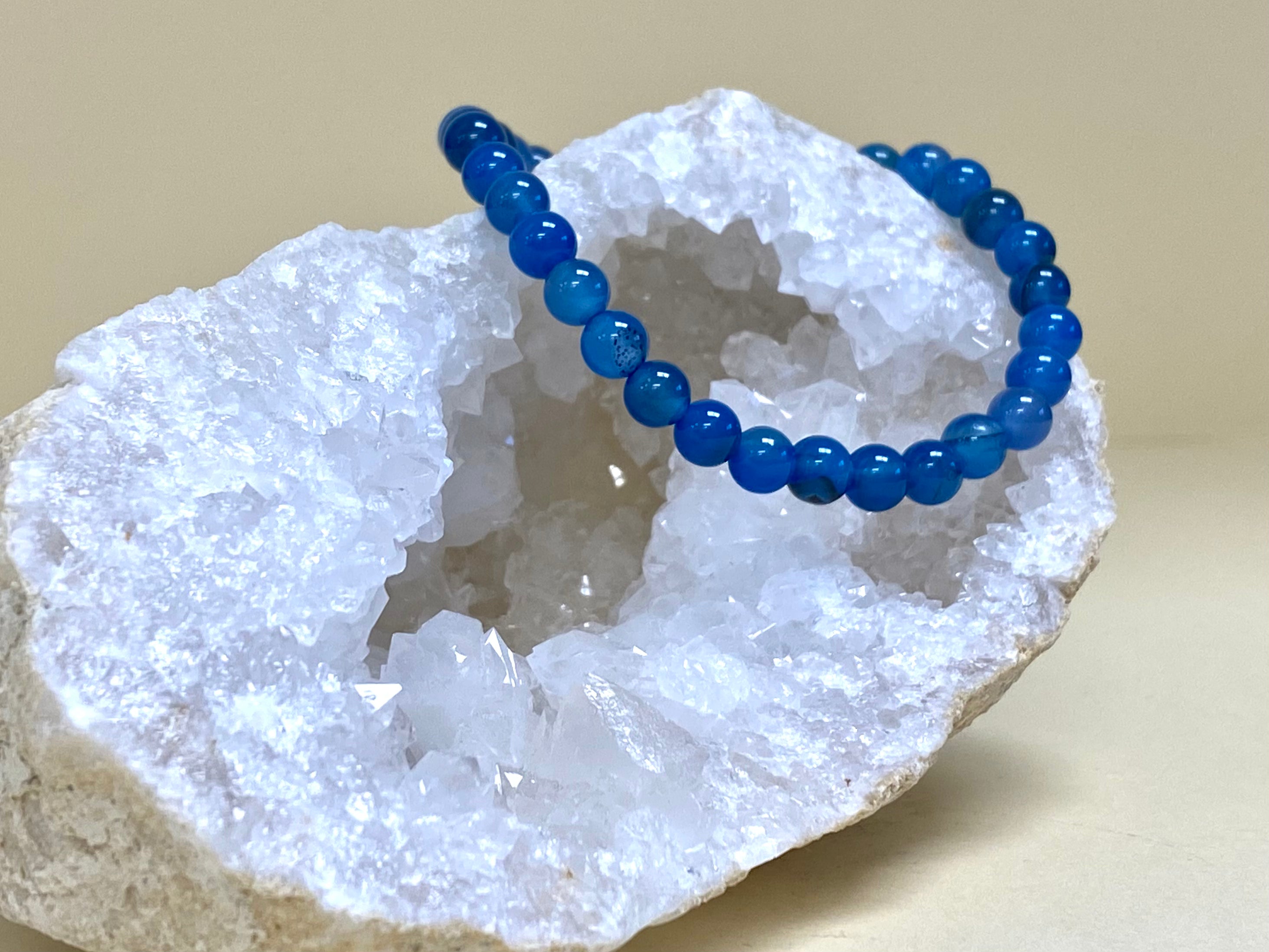 Blue Agate 6mm Bead Bracelet