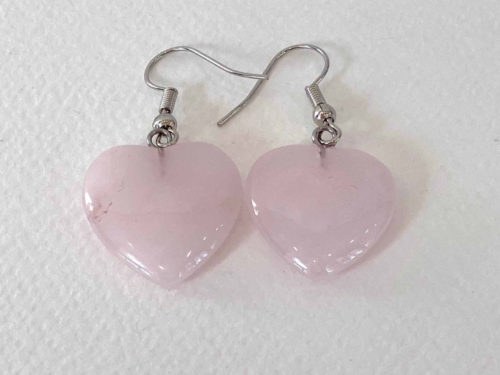 Rose Quartz Heart Earrings