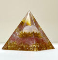 Rose Quartz Pyramid with Clear Quartz Sphere Centre