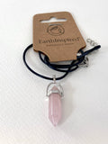 Rose Quartz Earth inspired crystal point necklace