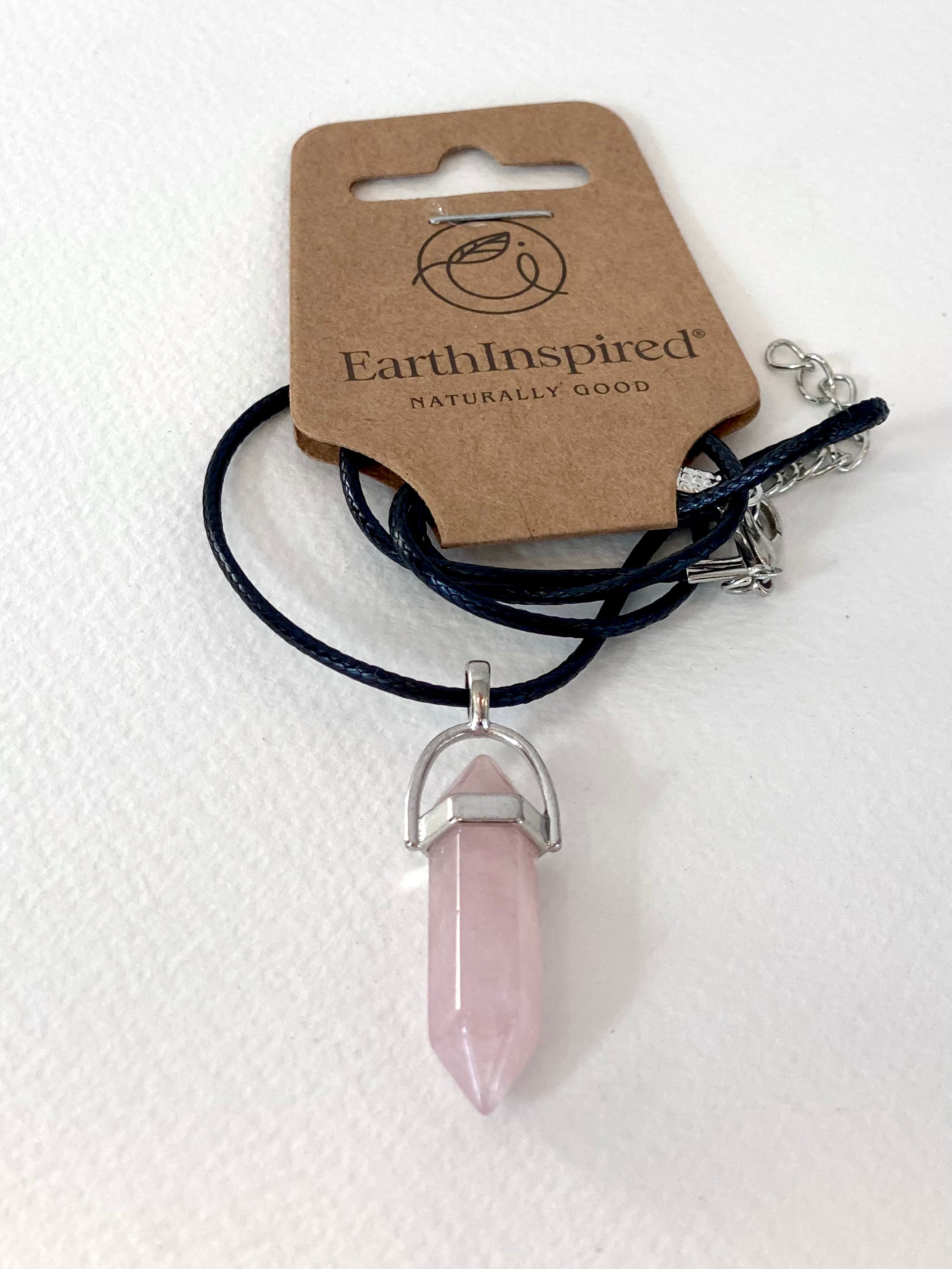 Rose Quartz Earth inspired crystal point necklace