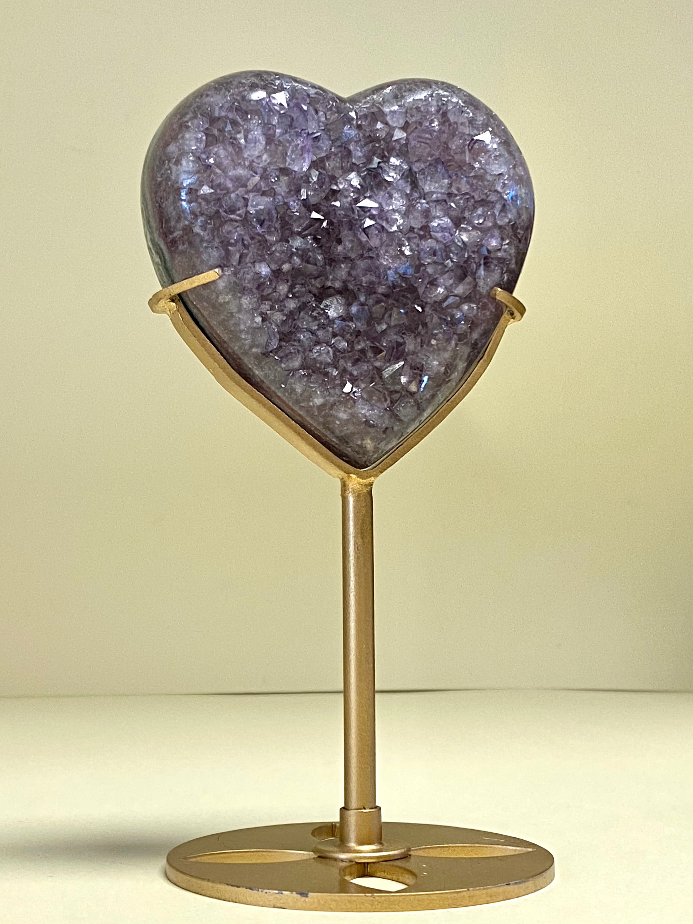Amethyst Cluster Heart on Bronze Stand 241g