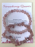 Strawberry Quartz chip and bead bracelets