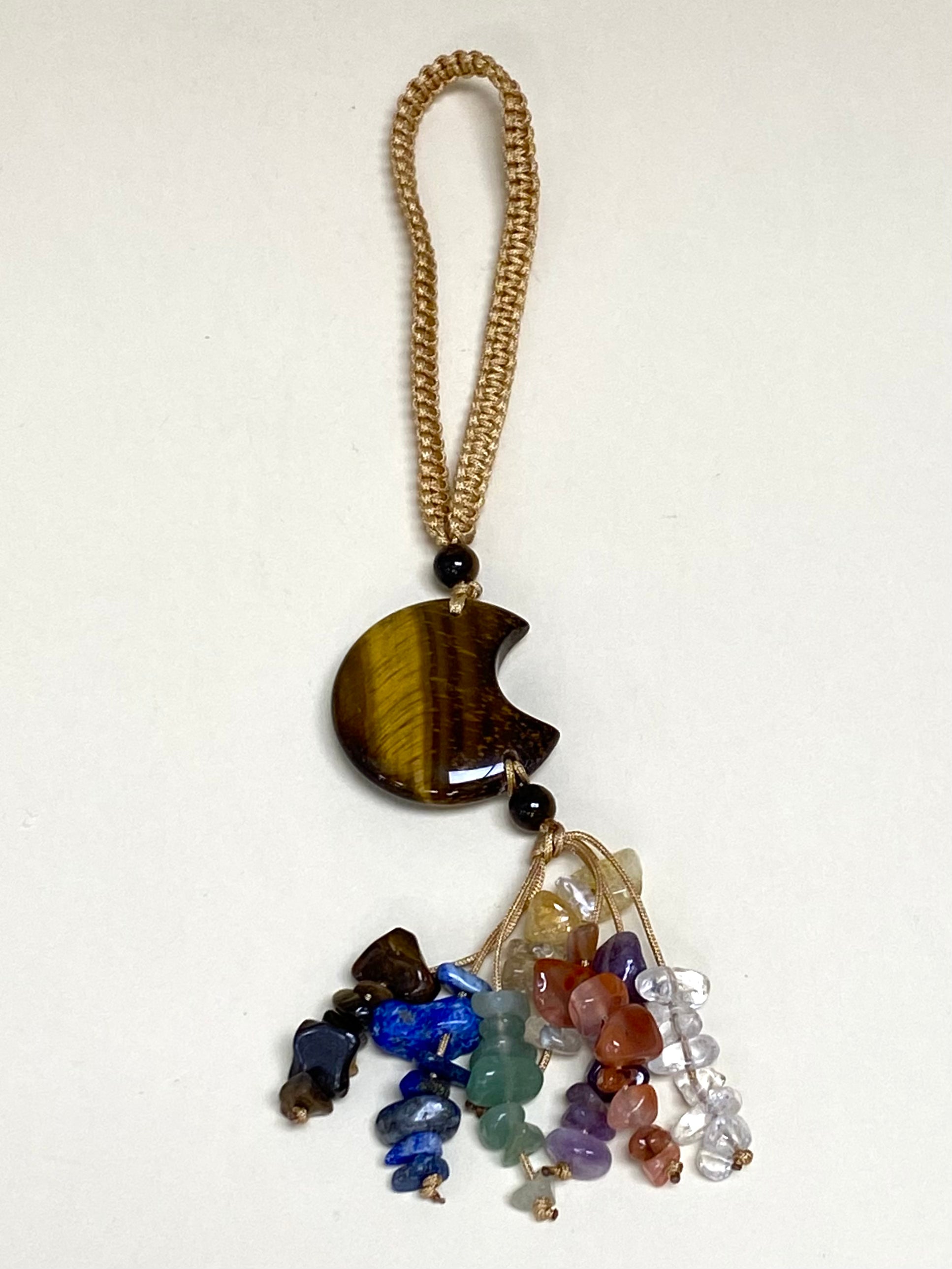 Tigers Eye Crescent Moon Beaded Hanger