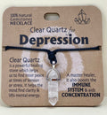 Depression Clear Quartz Necklace on Info Card