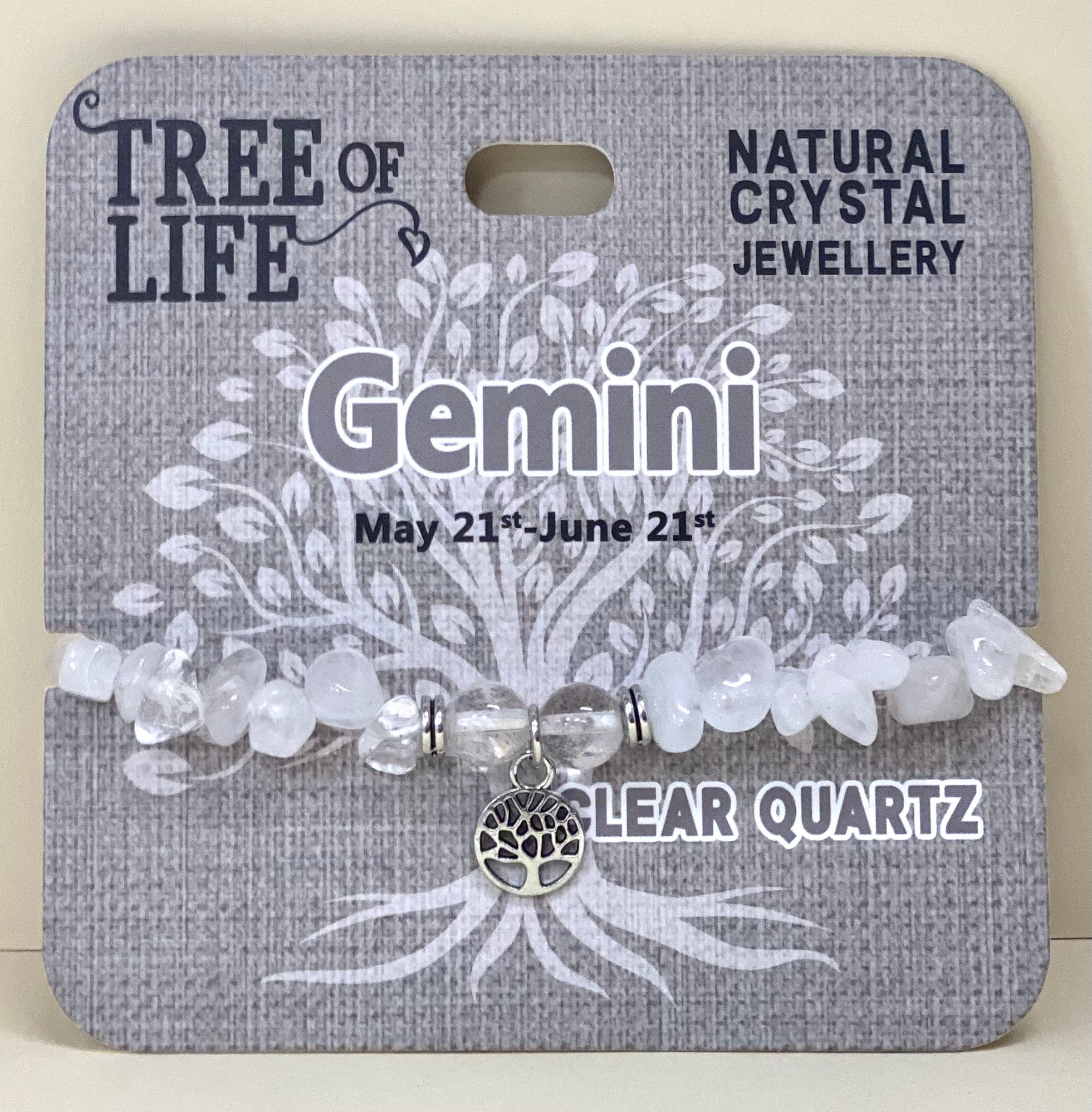 Gemini Clear Quartz Bracelet Tree of Life