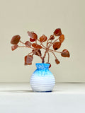 Red Agate Chip Tree in Blue Pot