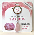Natures Gift Jewelry Zodiac Keychain (Taurus, Rose Quartz, Apr 20 - May 20)