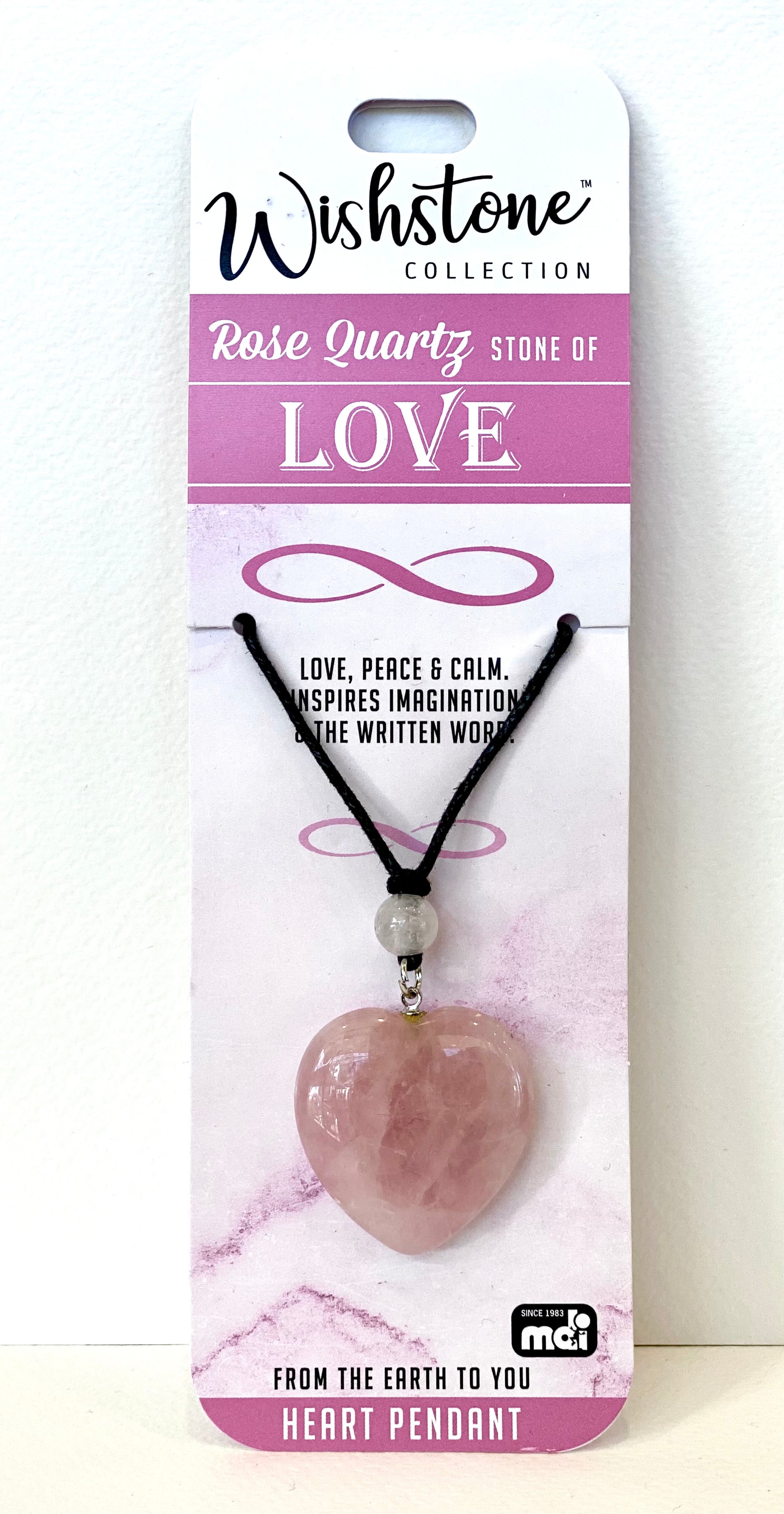 Heart Pendant Rose Quartz Stone of Love - Wishstone Collection