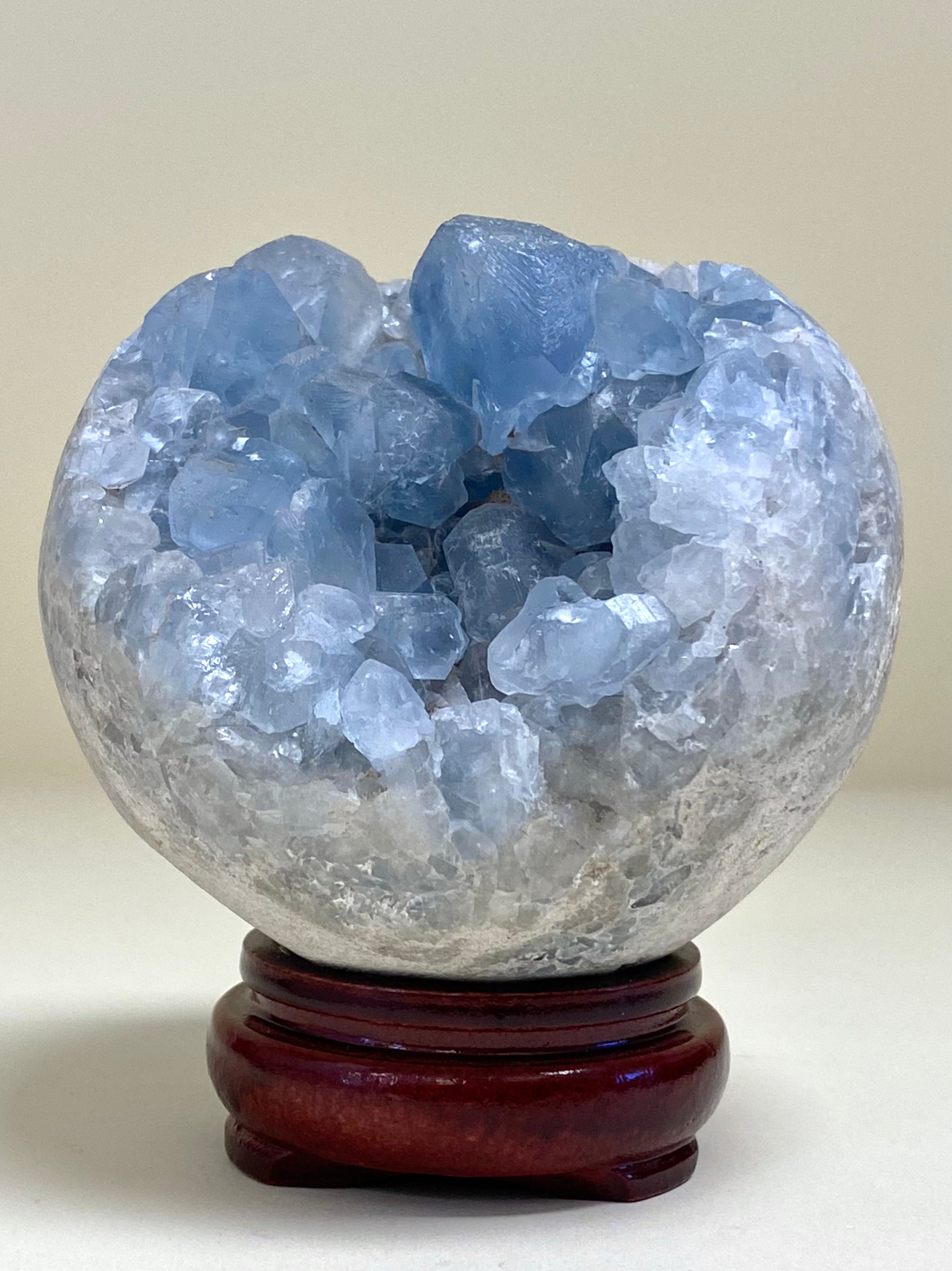Celestite Sphere Cut Raw