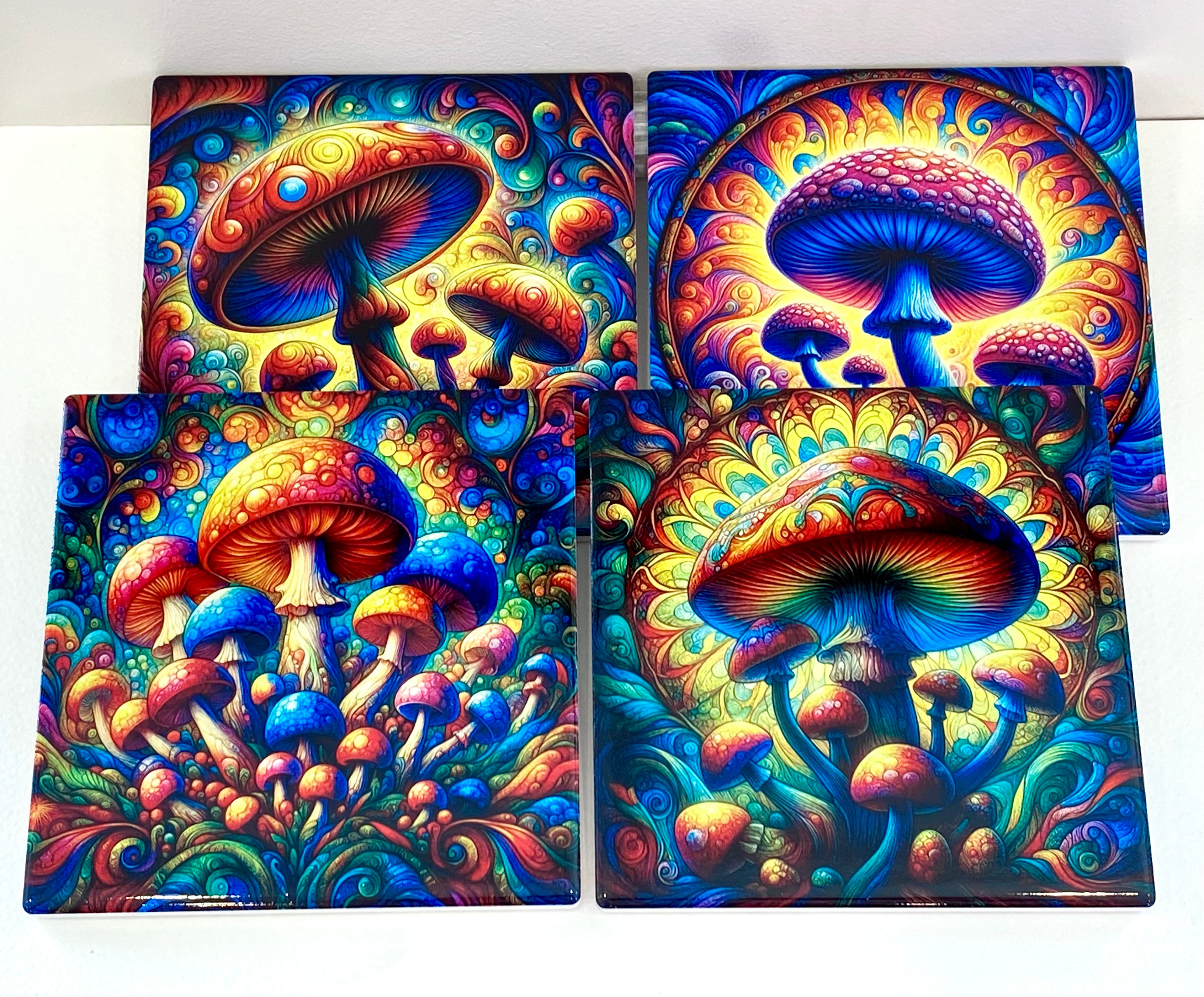 Mushroom Ceramic Coasters set of 4