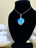Opalite Heart pendant necklace 20mm