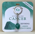 Natures Gift Jewelry Zodiac Keychain (Cancer, Green Aventurine, Jun 21 - Jul 22)