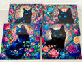 Black Cat Coasters set of 4