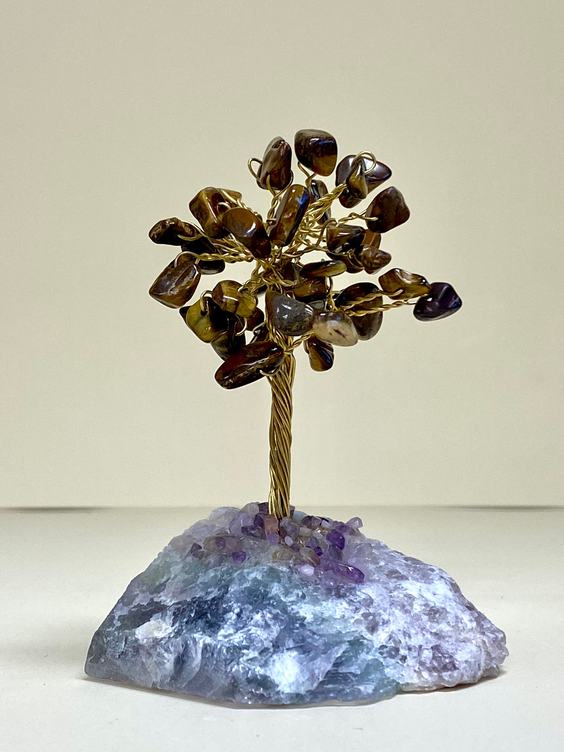 Tigers Eye Chip Tree on Fluorite Base