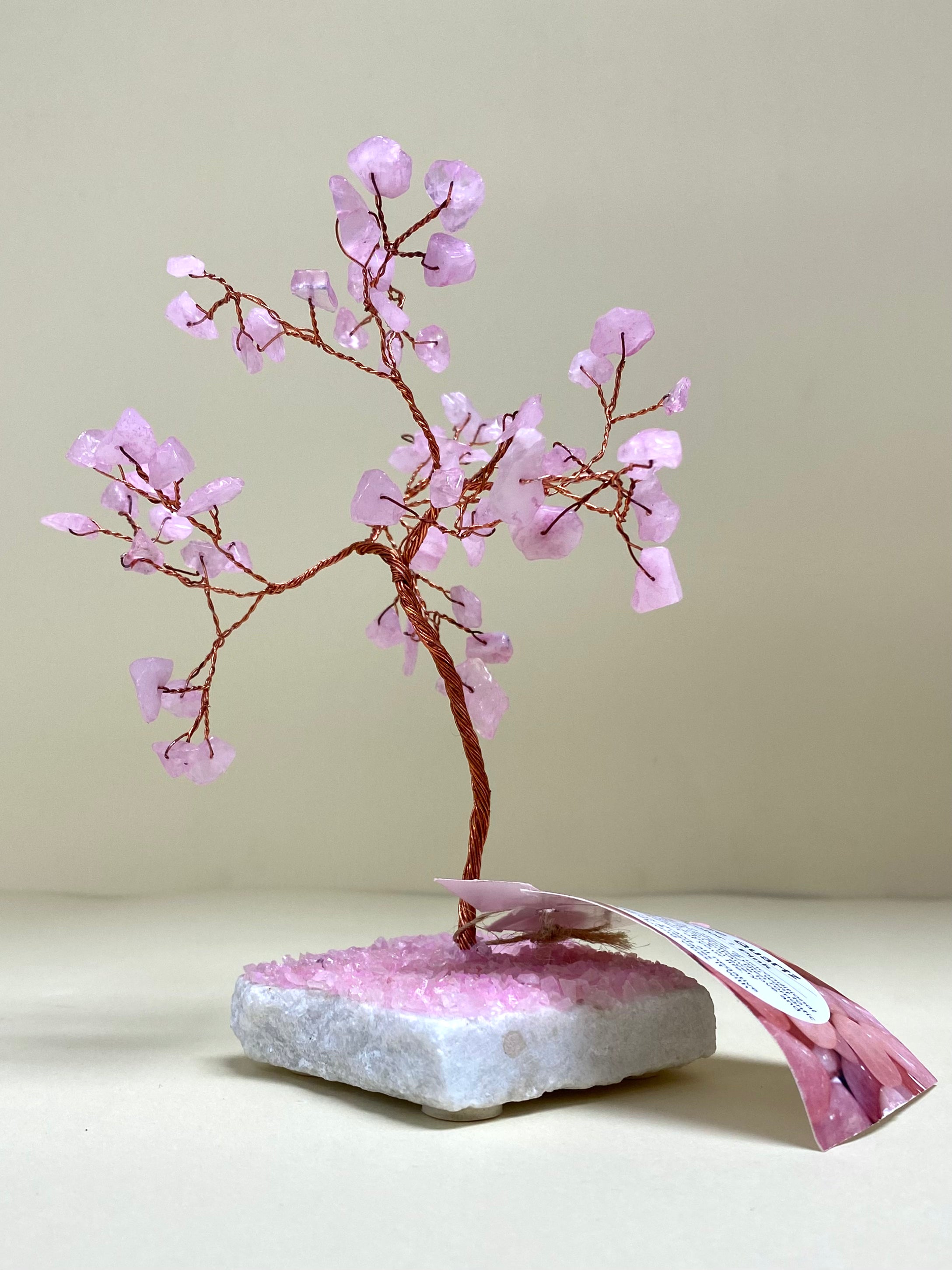 Rose Quartz Flat Stone Base with Chips