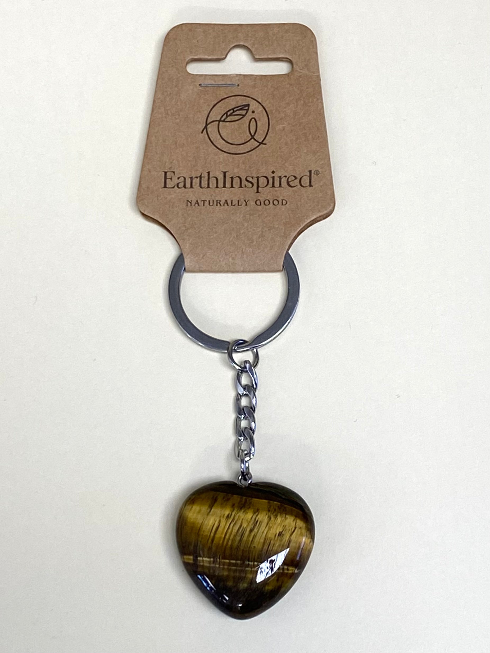 Tigers Eye Heart Keyring