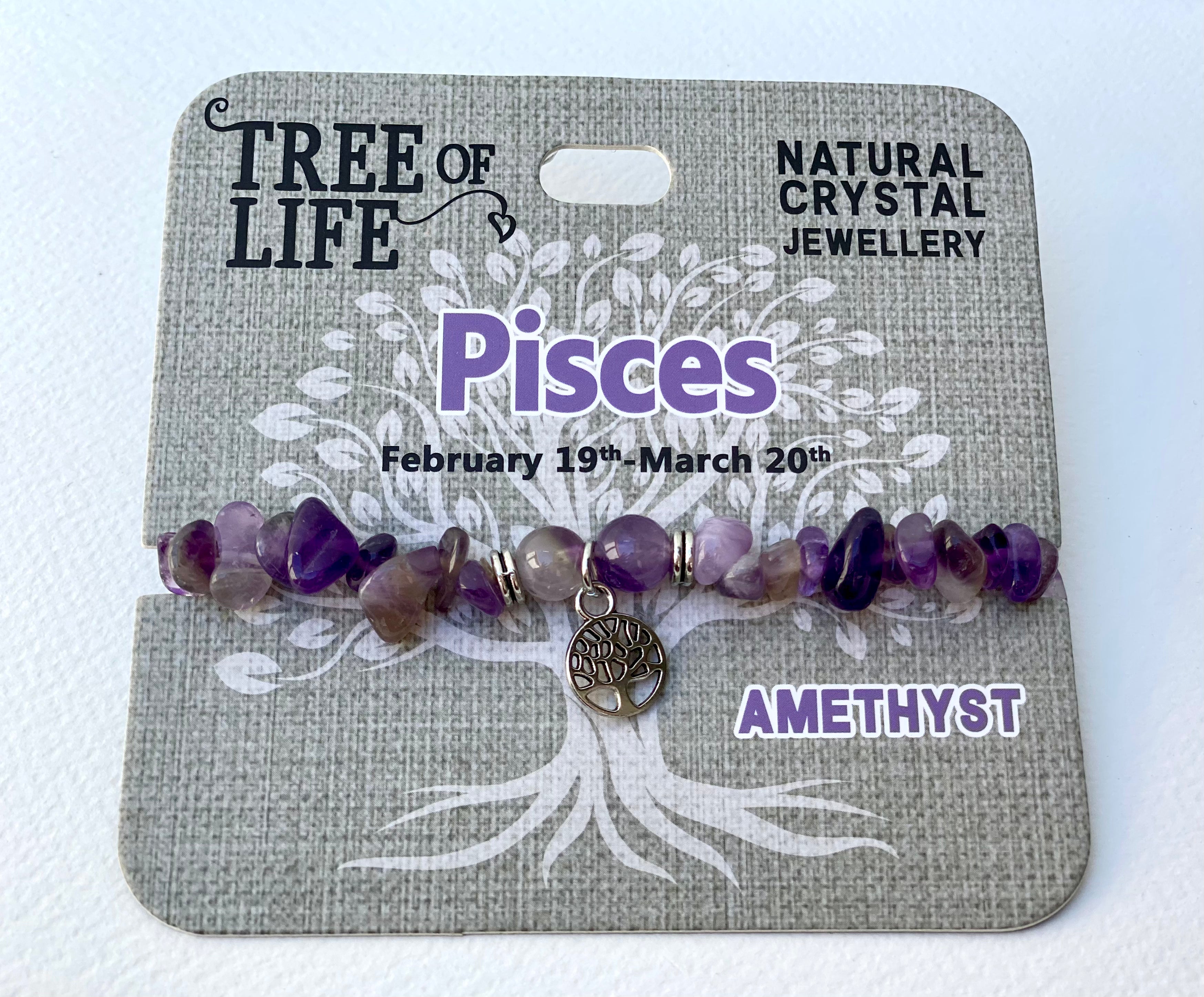 Pisces Amethyst Bracelet Tree of Life
