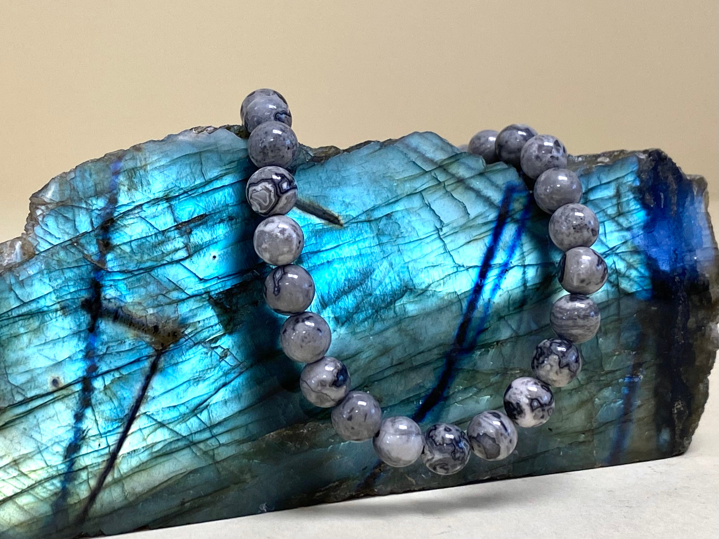 Grey Jasper 6mm Bead Bracelet