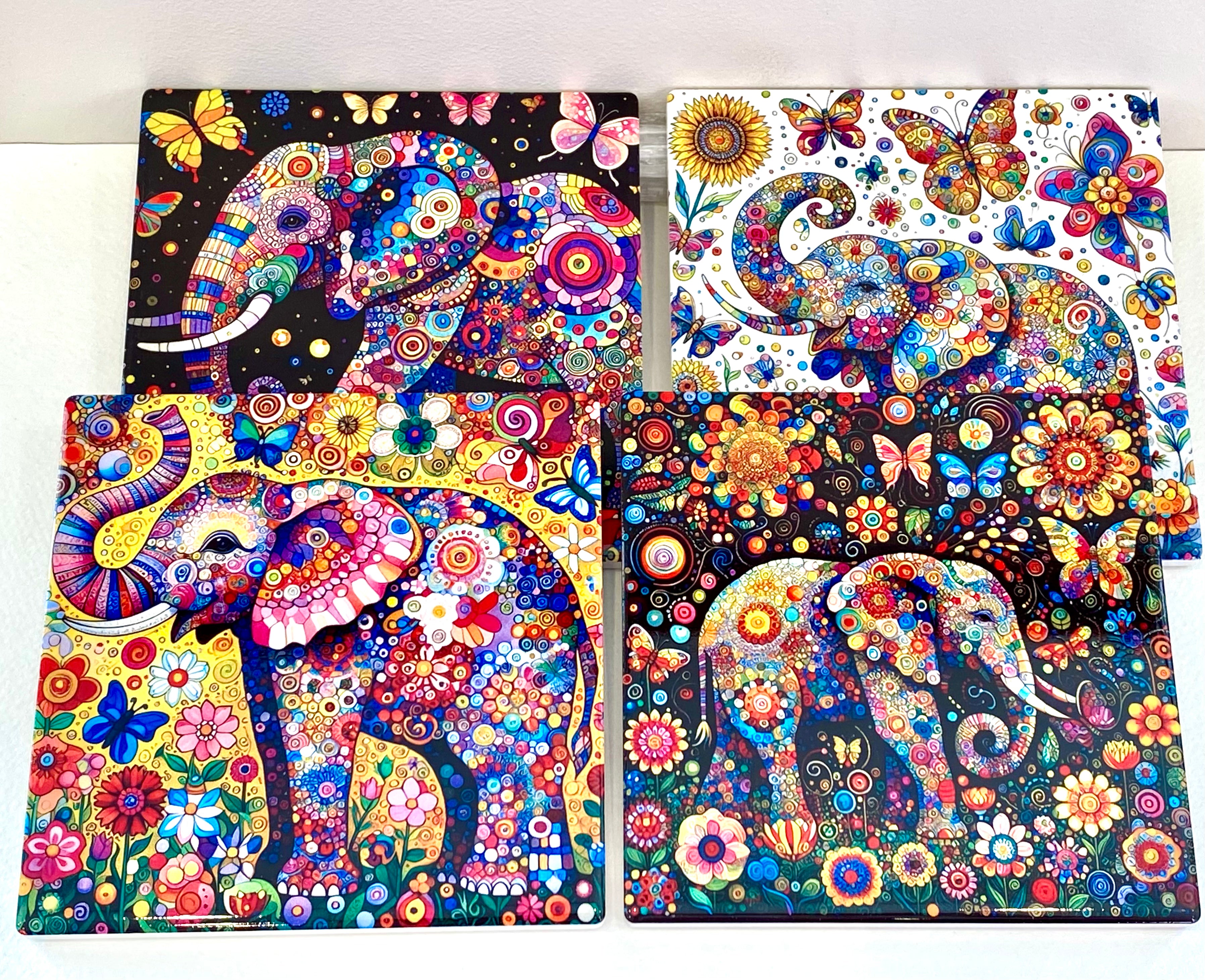 Elephant Coasters set of 4 assorted