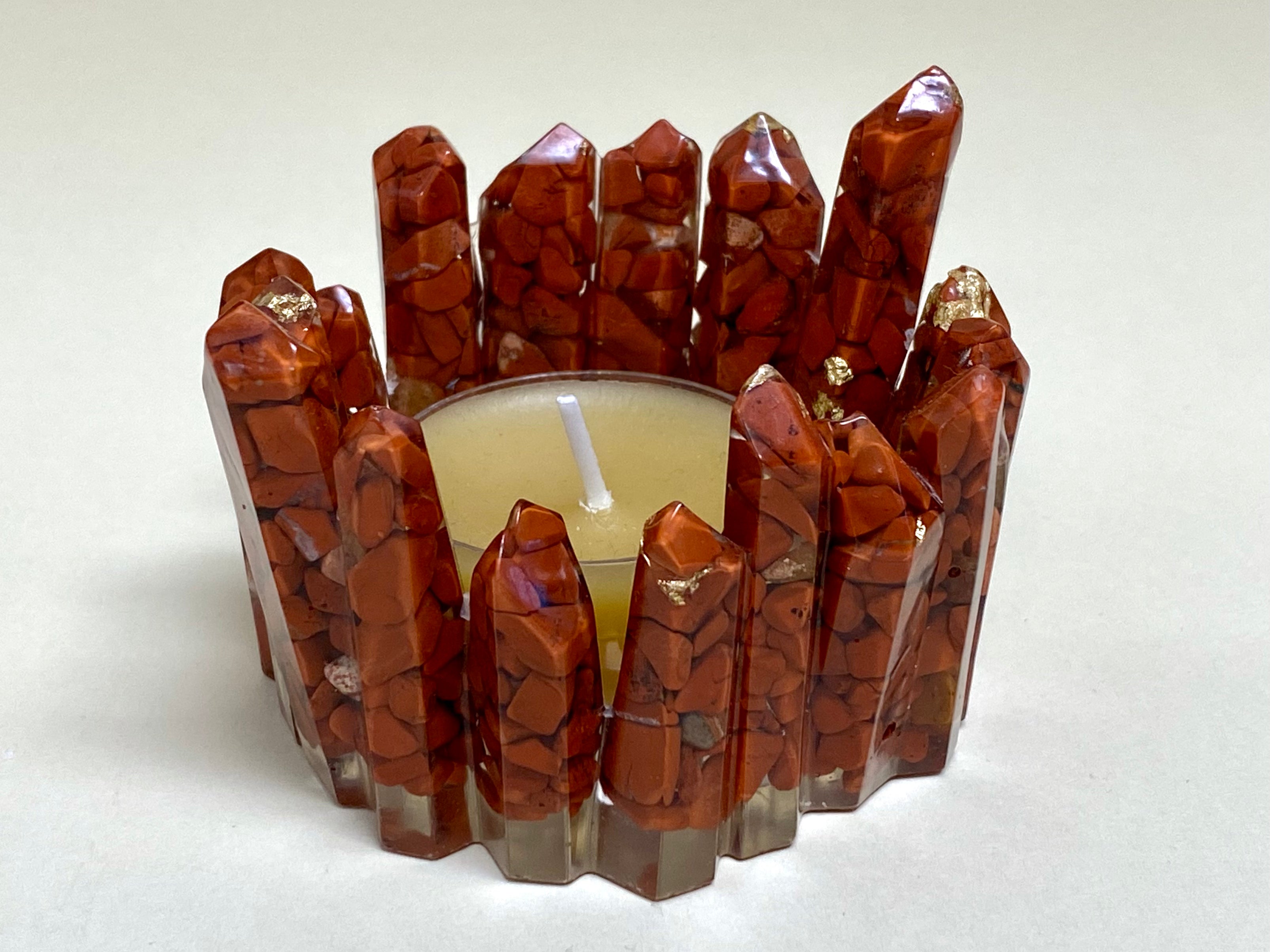 Red Jasper Resin Candle Holder