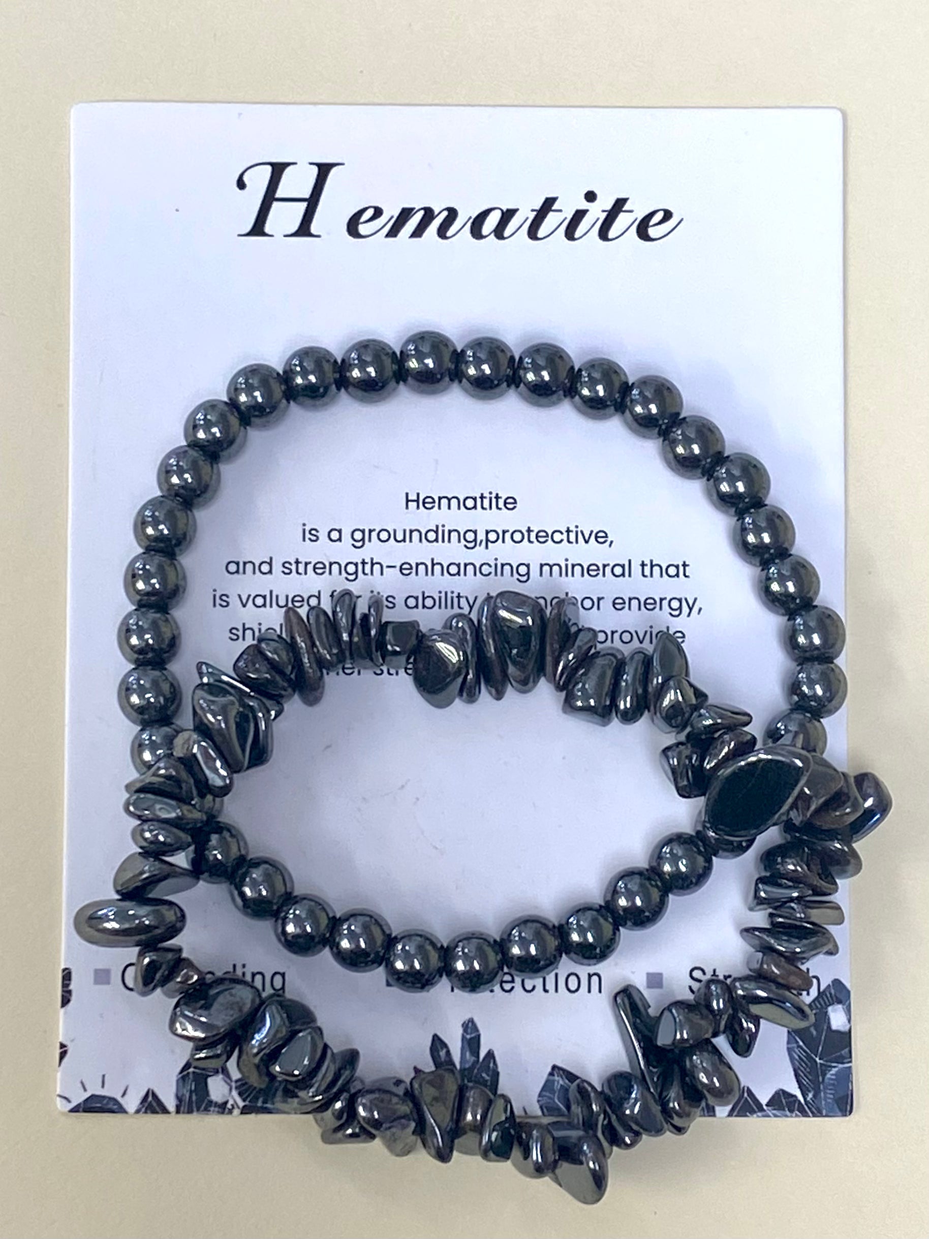 Hemitite chip and bead bracelets