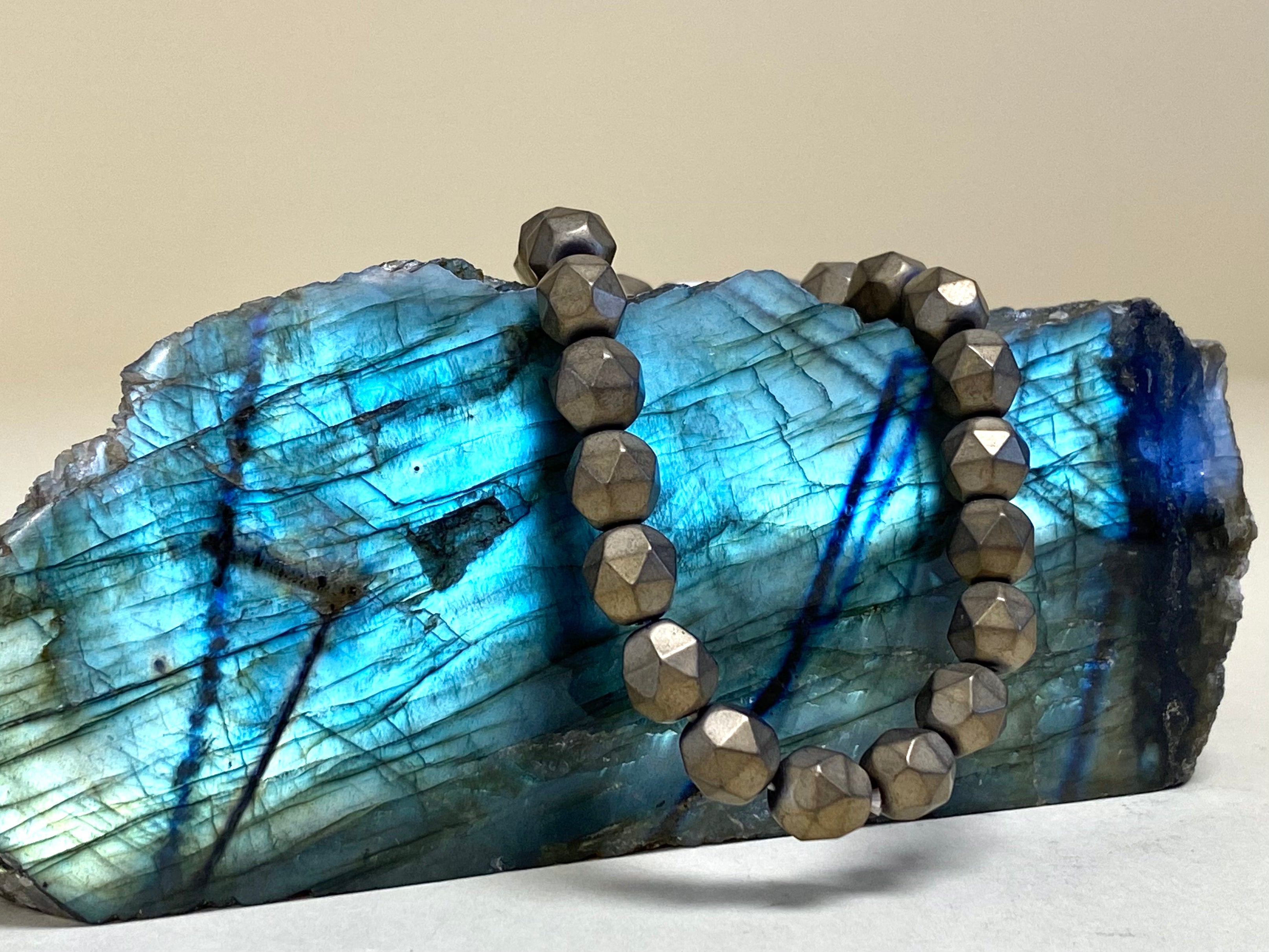 Pyrite Bead Bracelet 6mm