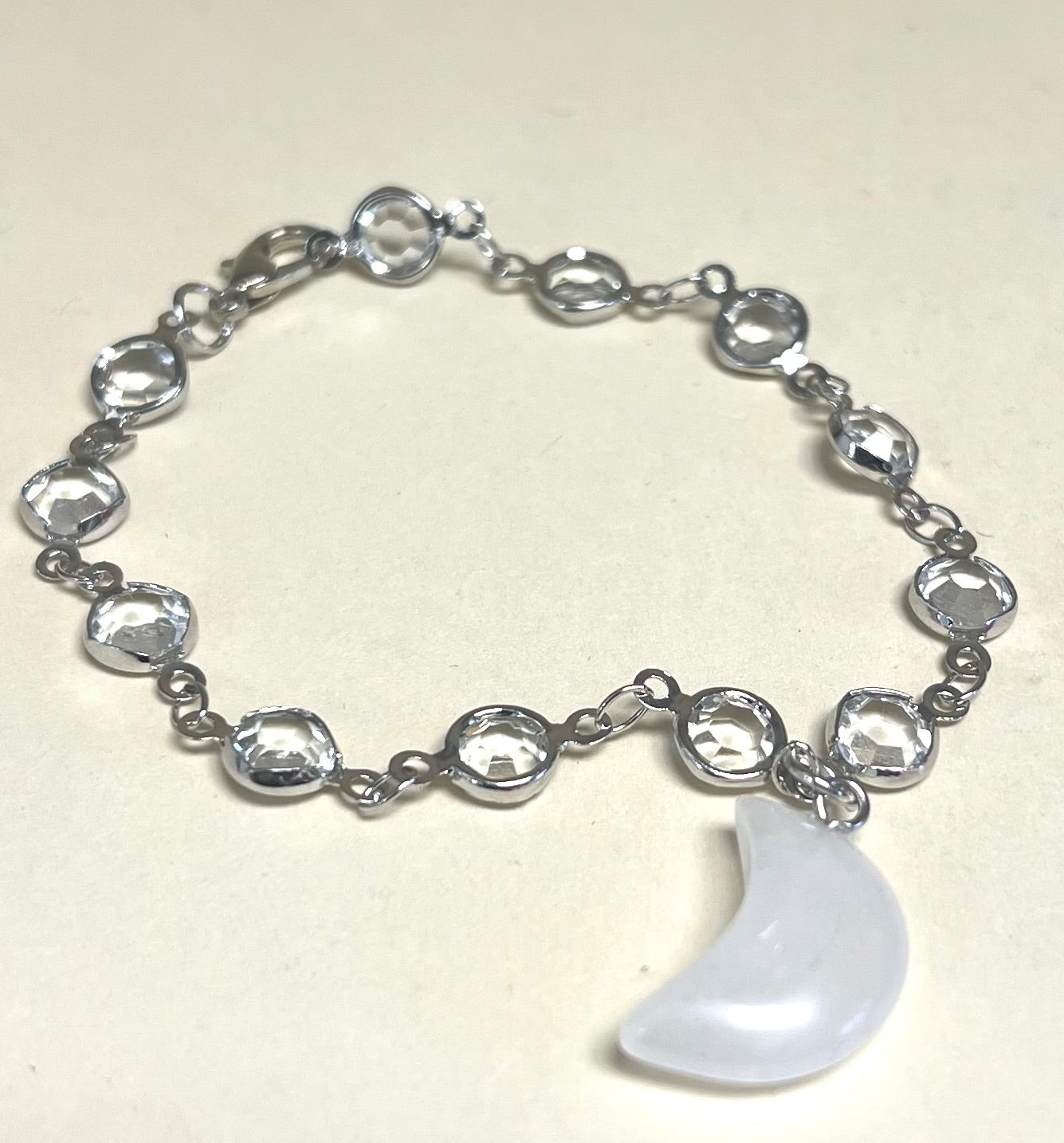 Clear Quartz Crescent Moon Steering Wheel Decor