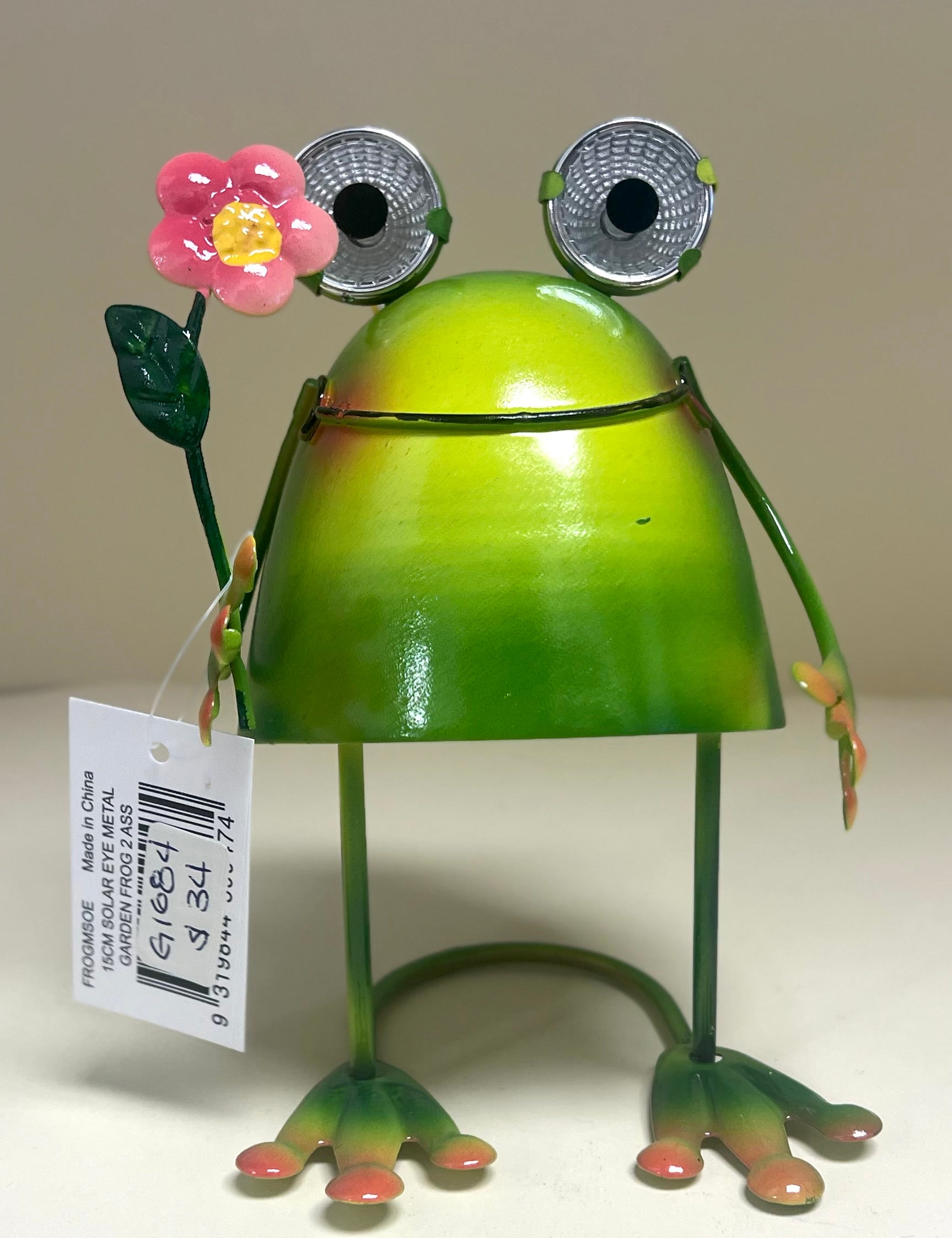 15cm Solar Eye Metal Frog Garden