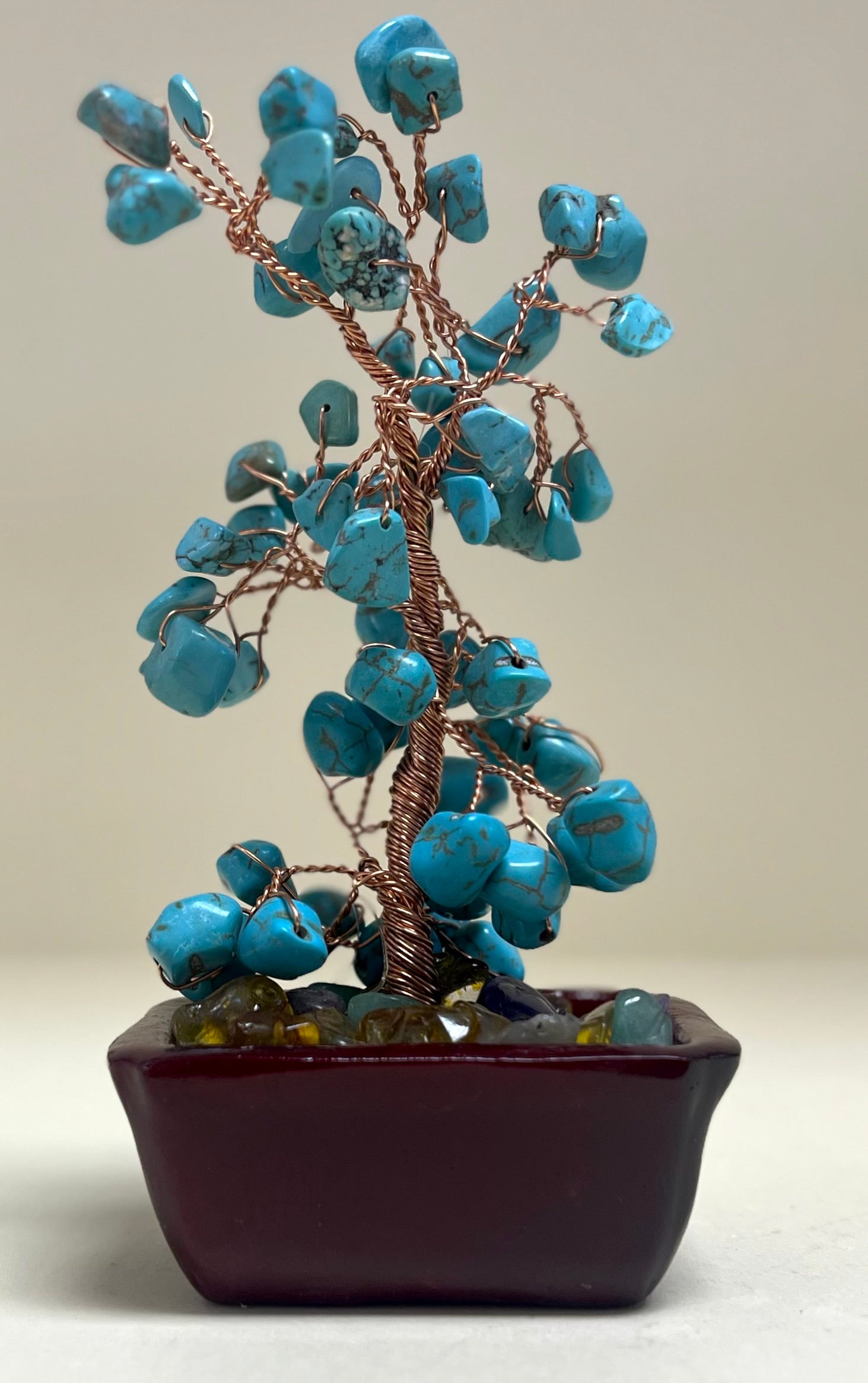 Turquoise (Howlite) Chip Tree 15cm Rectangle Pot