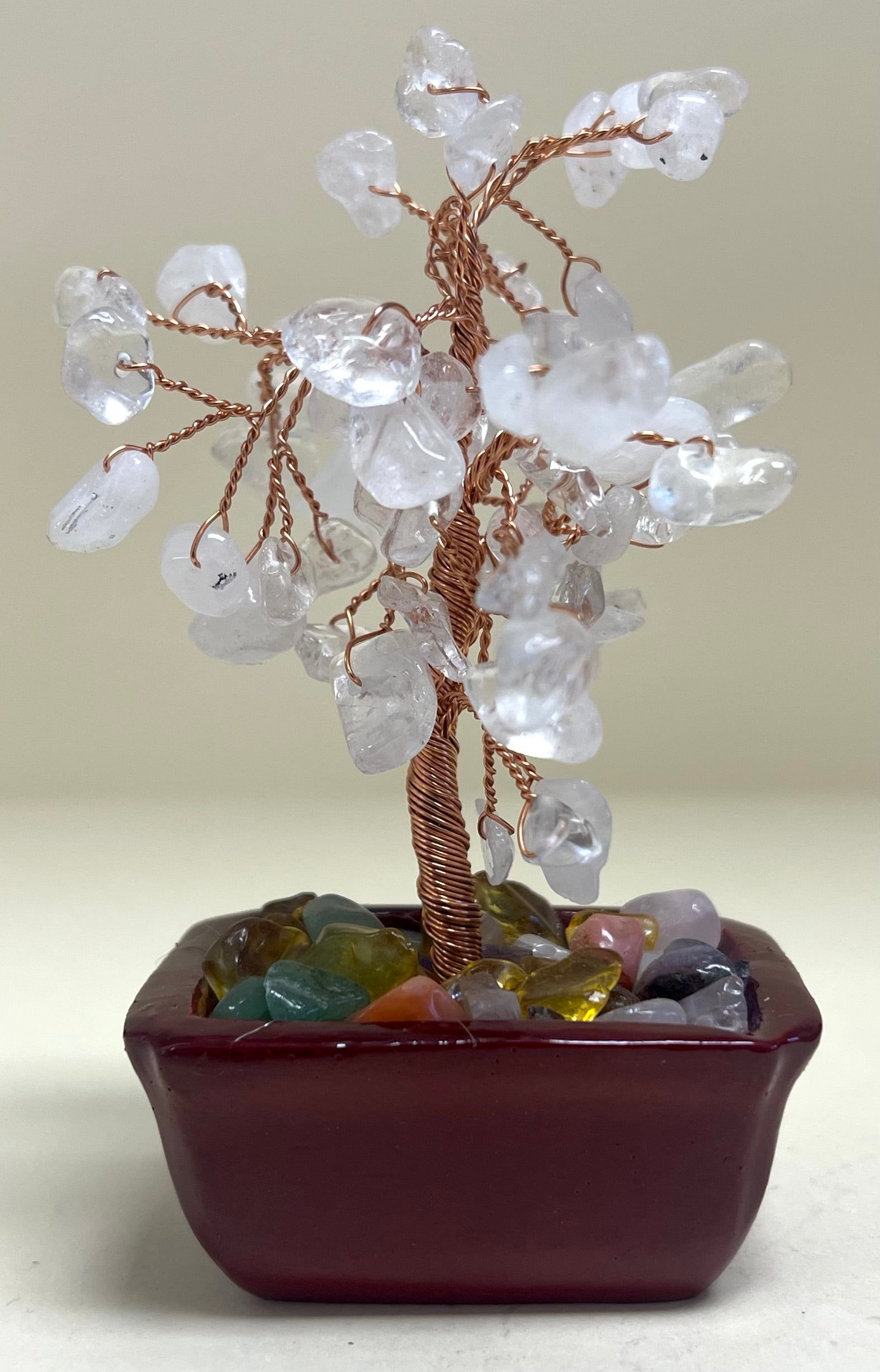 Clear Quartz Chip Tree 15cm Rectangle Pot