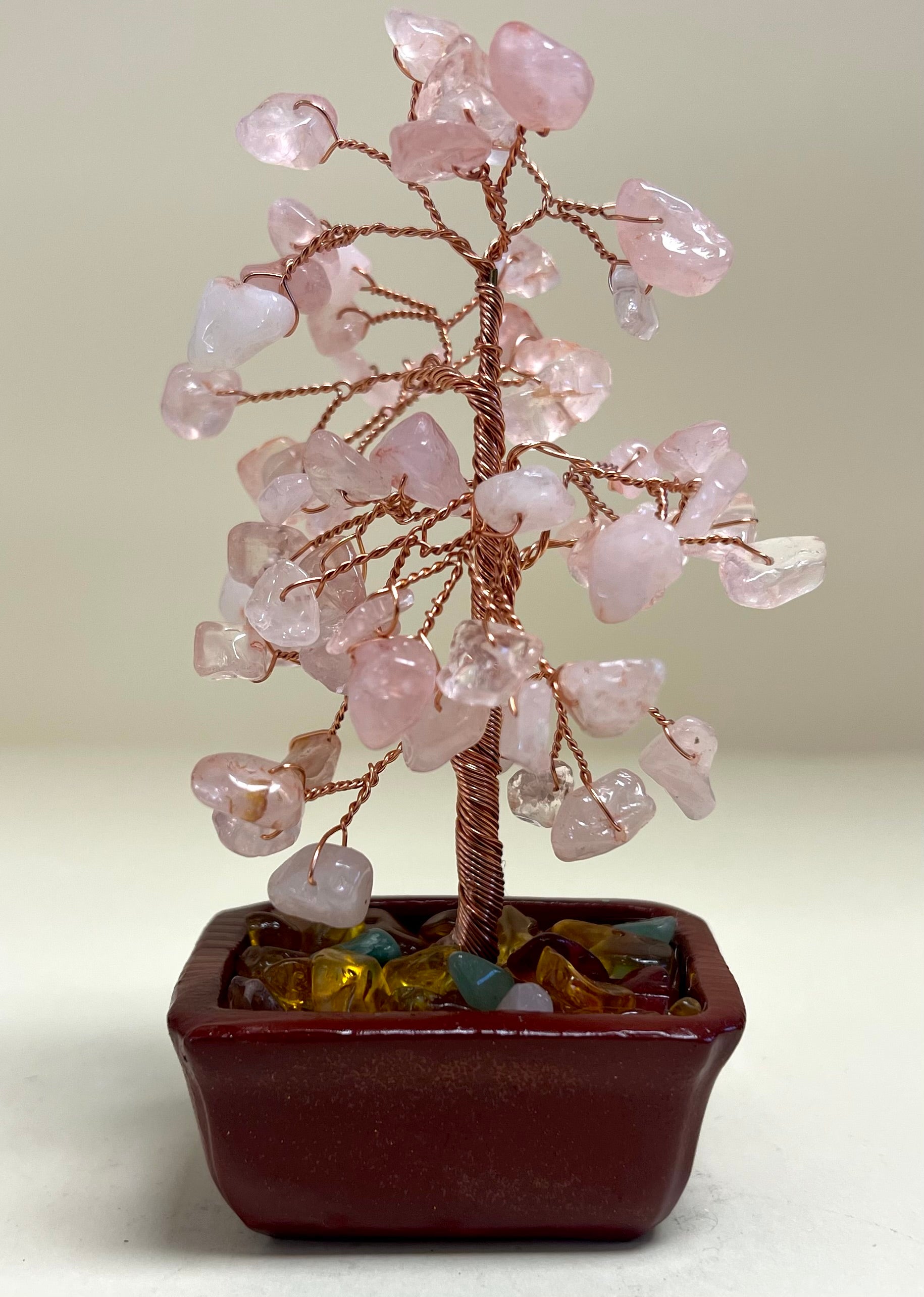 Rose Quartz Chip Tree 15cm Rectangle Pot