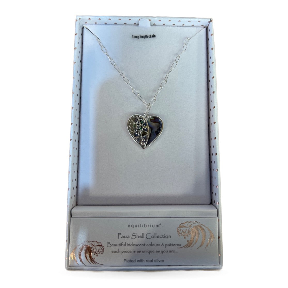 Equilibrium Paua Silver Plated Heart Necklace