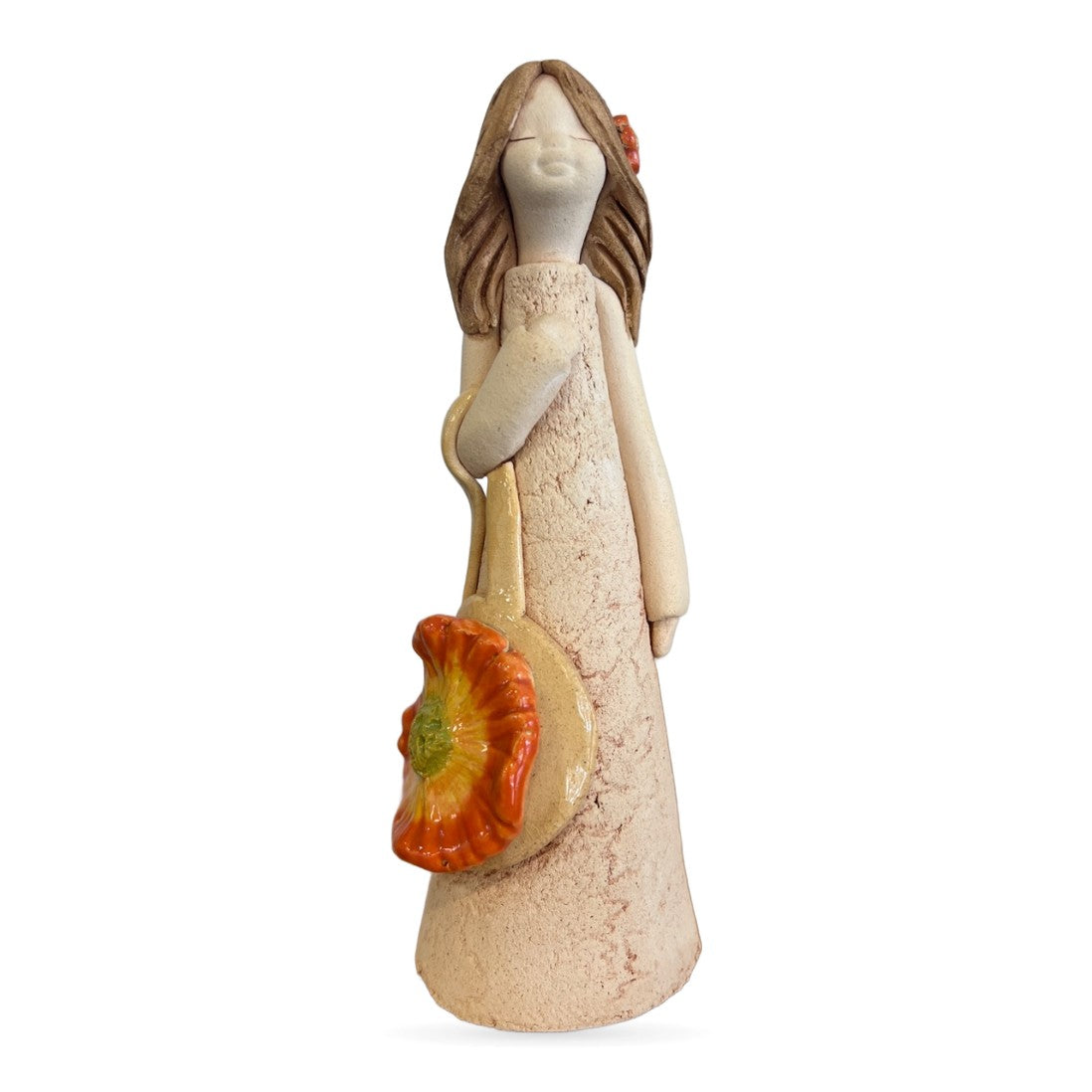 Clay Lady with Flower Bag Ornament