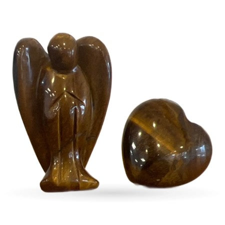 Angel and Heart in Display Box (Tigers Eye)