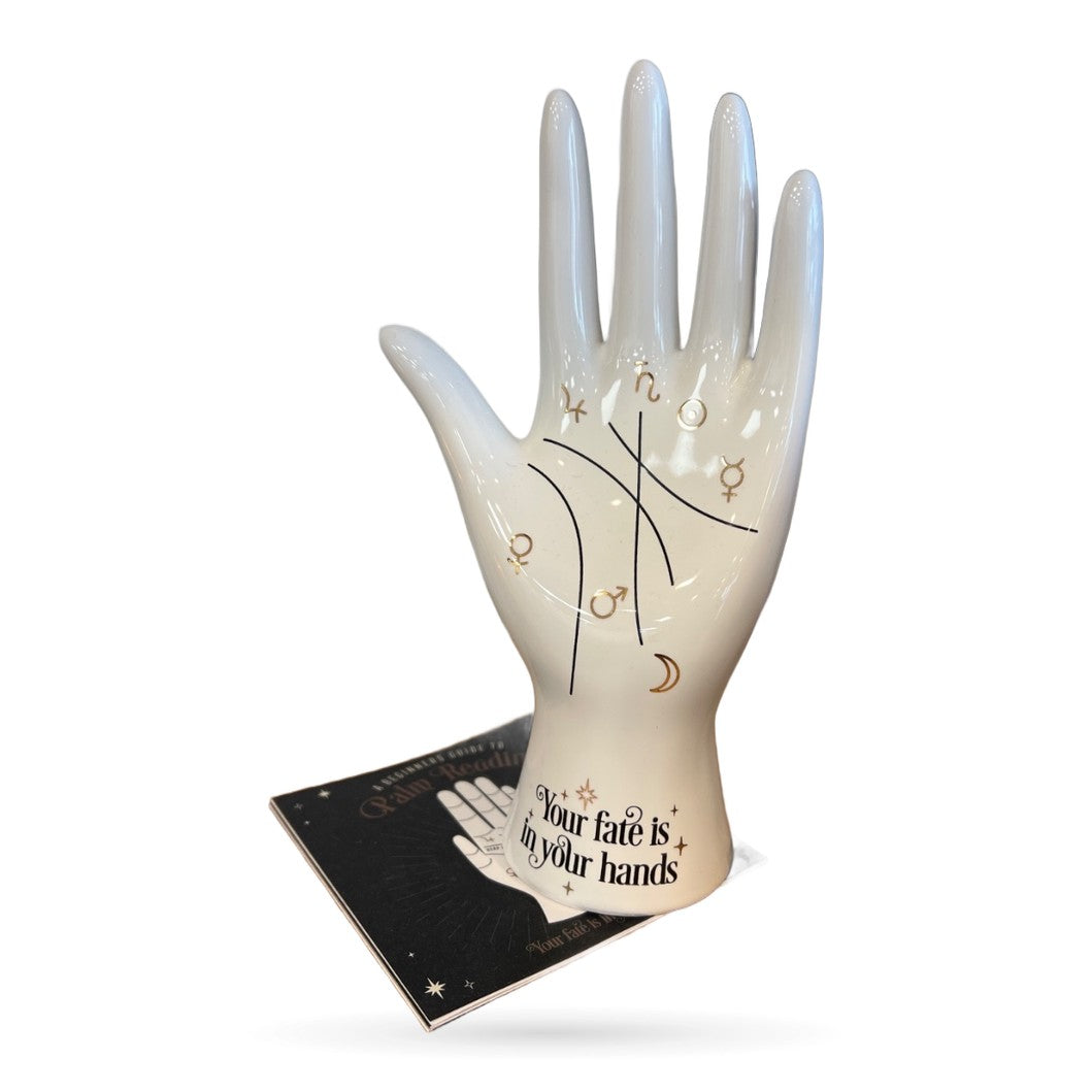 White Ceramic Palmistry Hand Tarot Card Deck