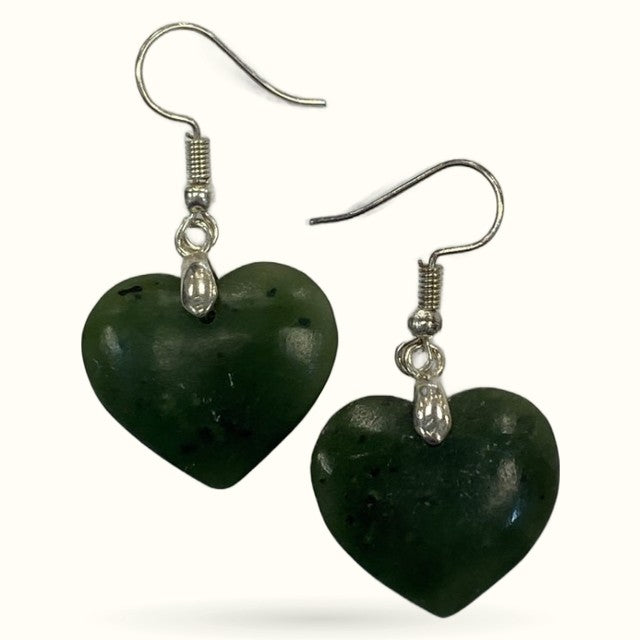 Greenstone heart earrings 20mm