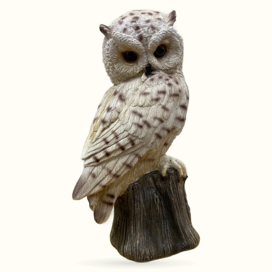 White Owl Sitting on Stump Ornament